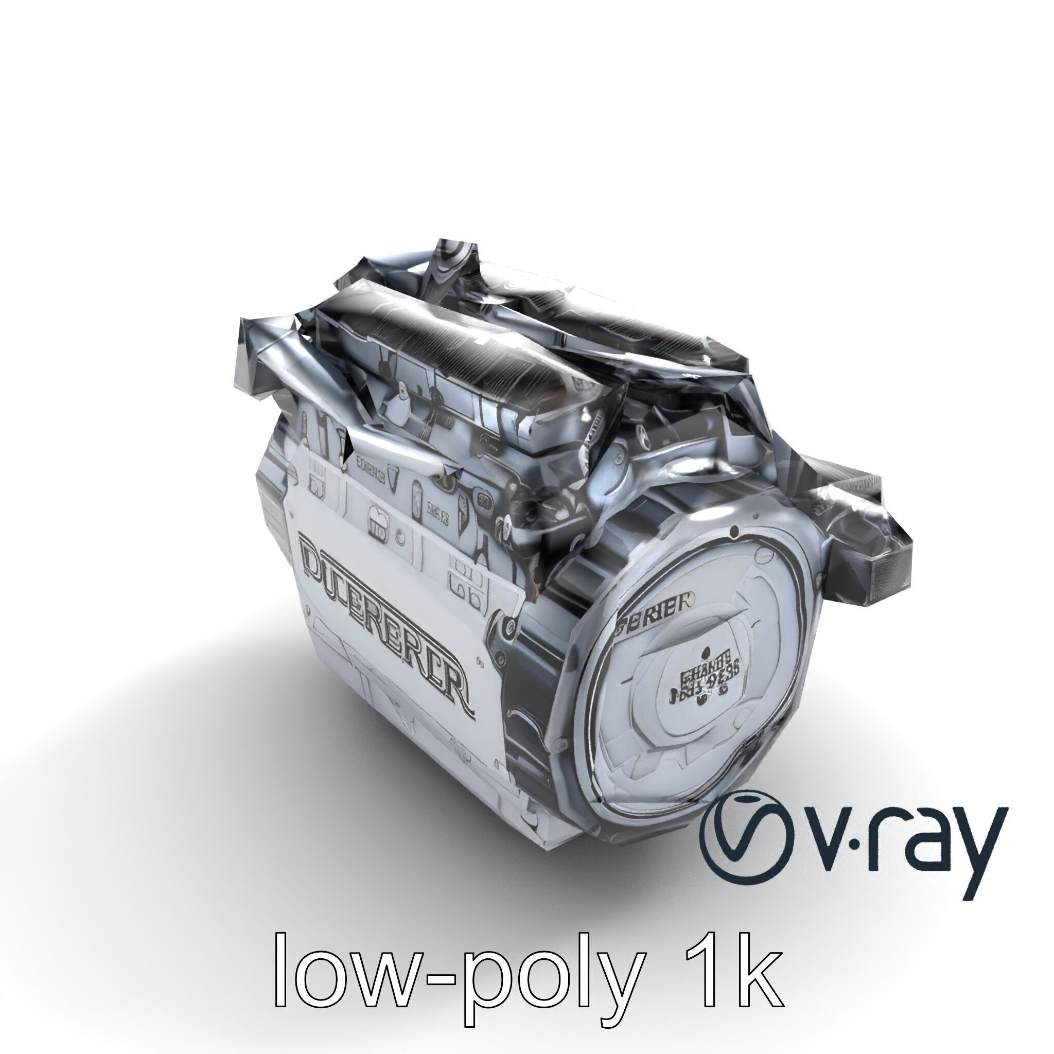 High-Precision Diesel V6 Engine Model Pack Low-poly 3D model_7