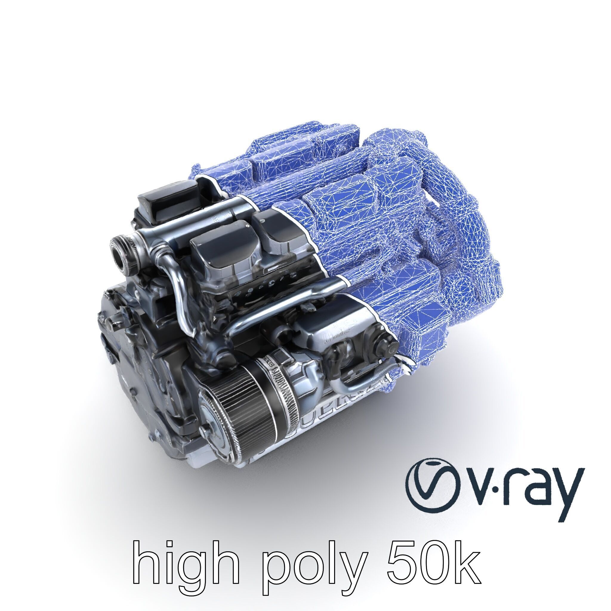 High-Precision Diesel V6 Engine Model Pack Low-poly 3D model_23