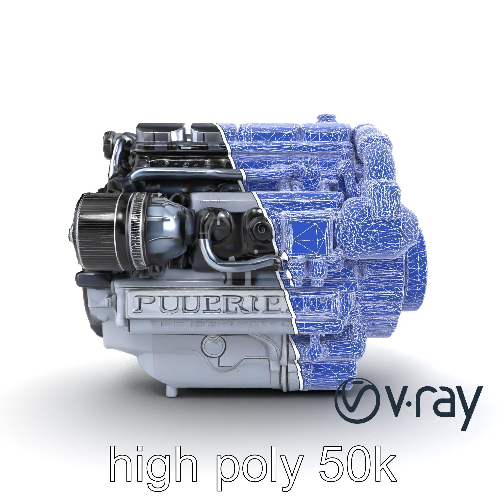 High-Precision Diesel V6 Engine Model Pack Low-poly 3D model_29