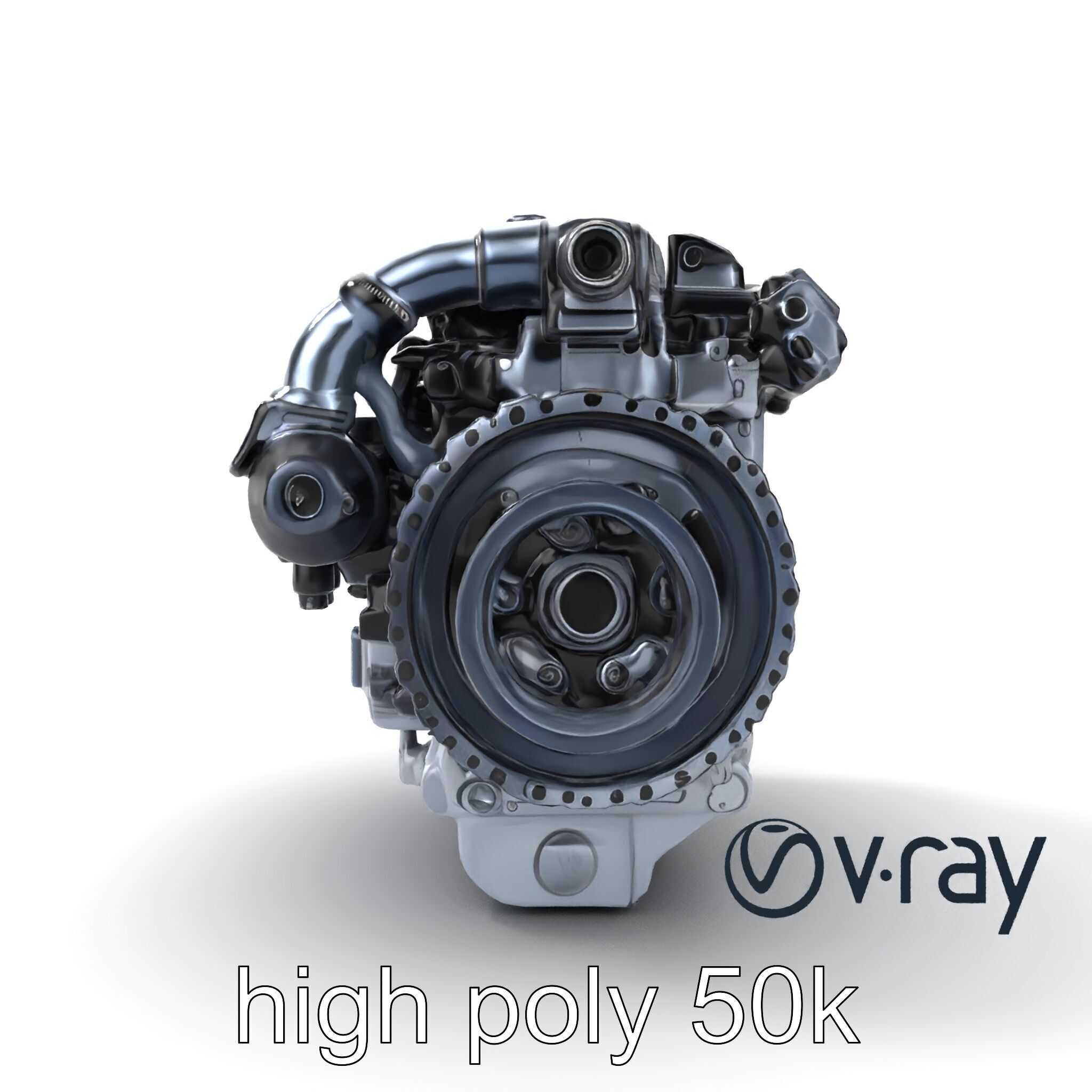 High-Precision Diesel V6 Engine Model Pack Low-poly 3D model_20