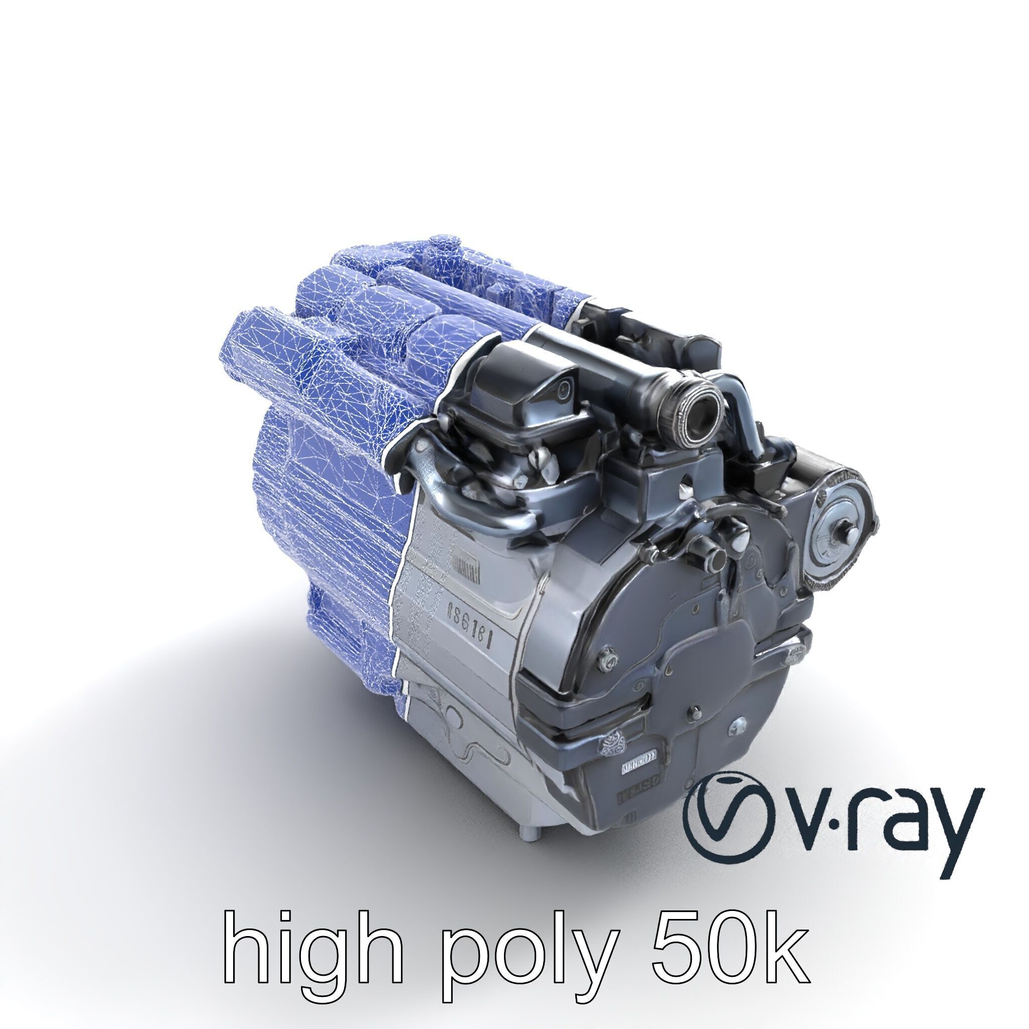 High-Precision Diesel V6 Engine Model Pack Low-poly 3D model_27