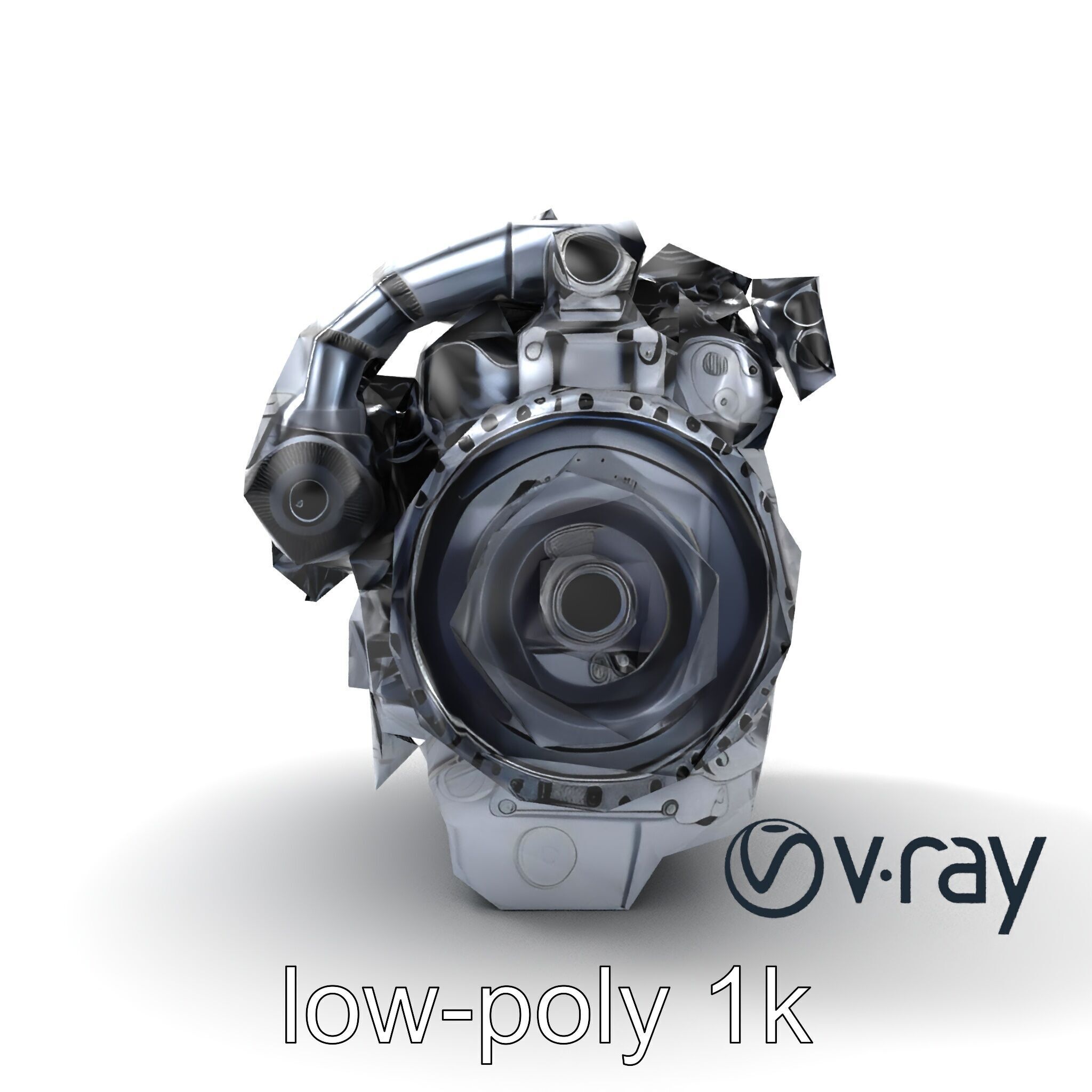High-Precision Diesel V6 Engine Model Pack Low-poly 3D model_16