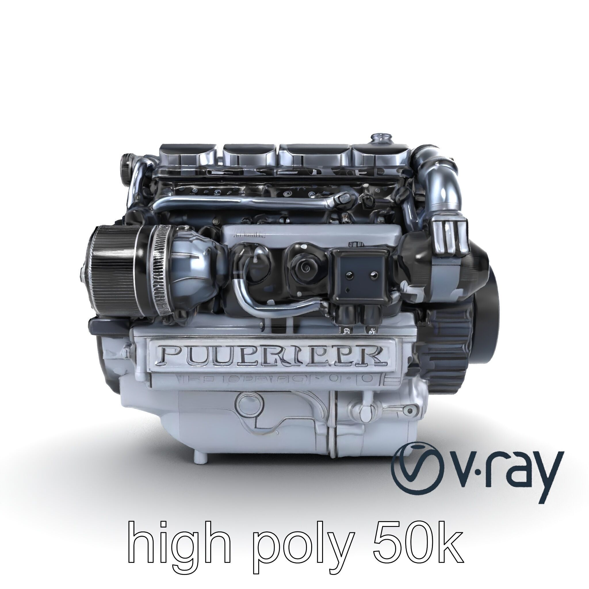 High-Precision Diesel V6 Engine Model Pack Low-poly 3D model_26