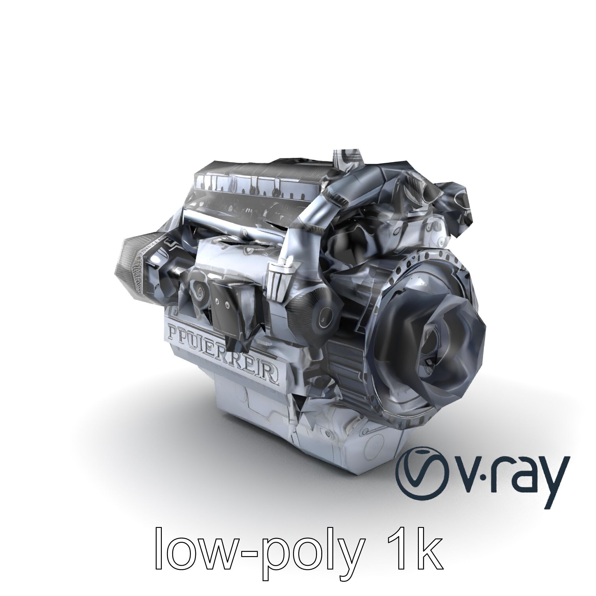 High-Precision Diesel V6 Engine Model Pack Low-poly 3D model_2