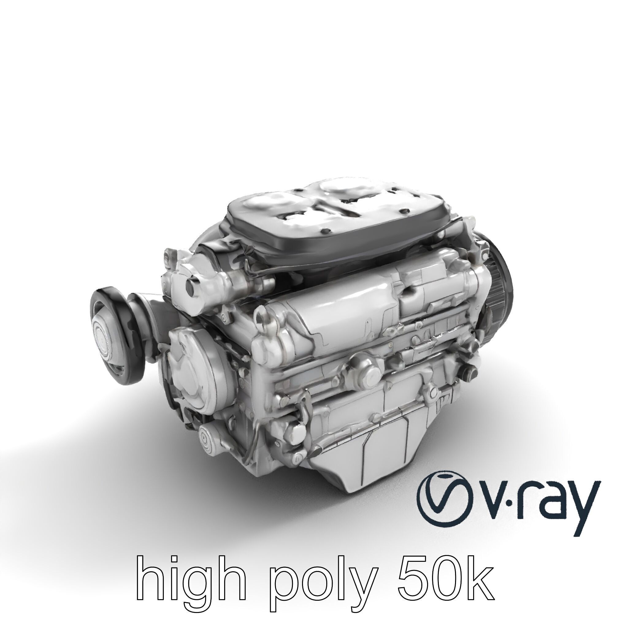 Supercharged V8 Engine with Reinforced Internals model pack Low-poly 3D model_8