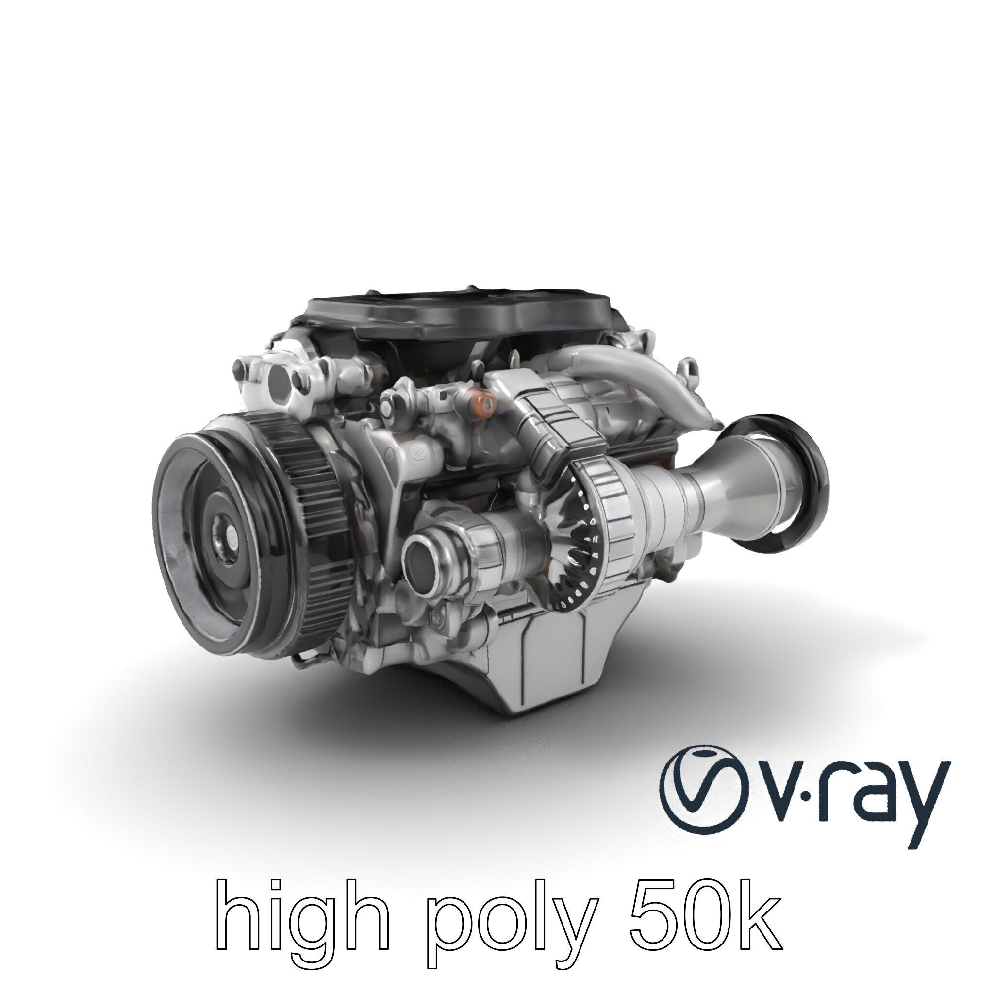 Supercharged V8 Engine with Reinforced Internals model pack Low-poly 3D model_5