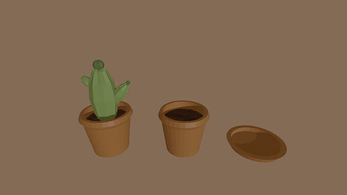 3D Low-Poly Model Cactus in a Pot  Low-poly 3D model