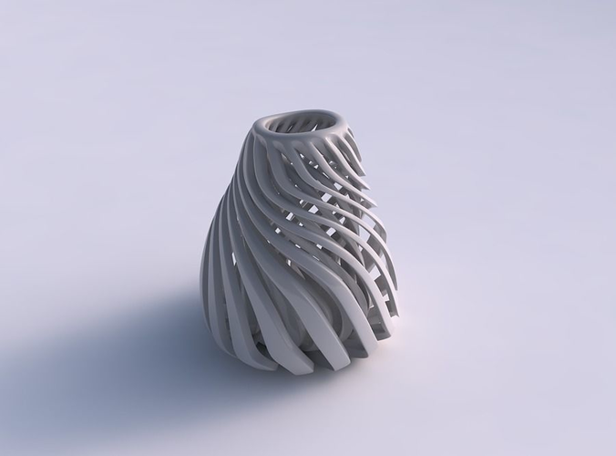 Vase flask wavy with sharp muscle structure wavy top