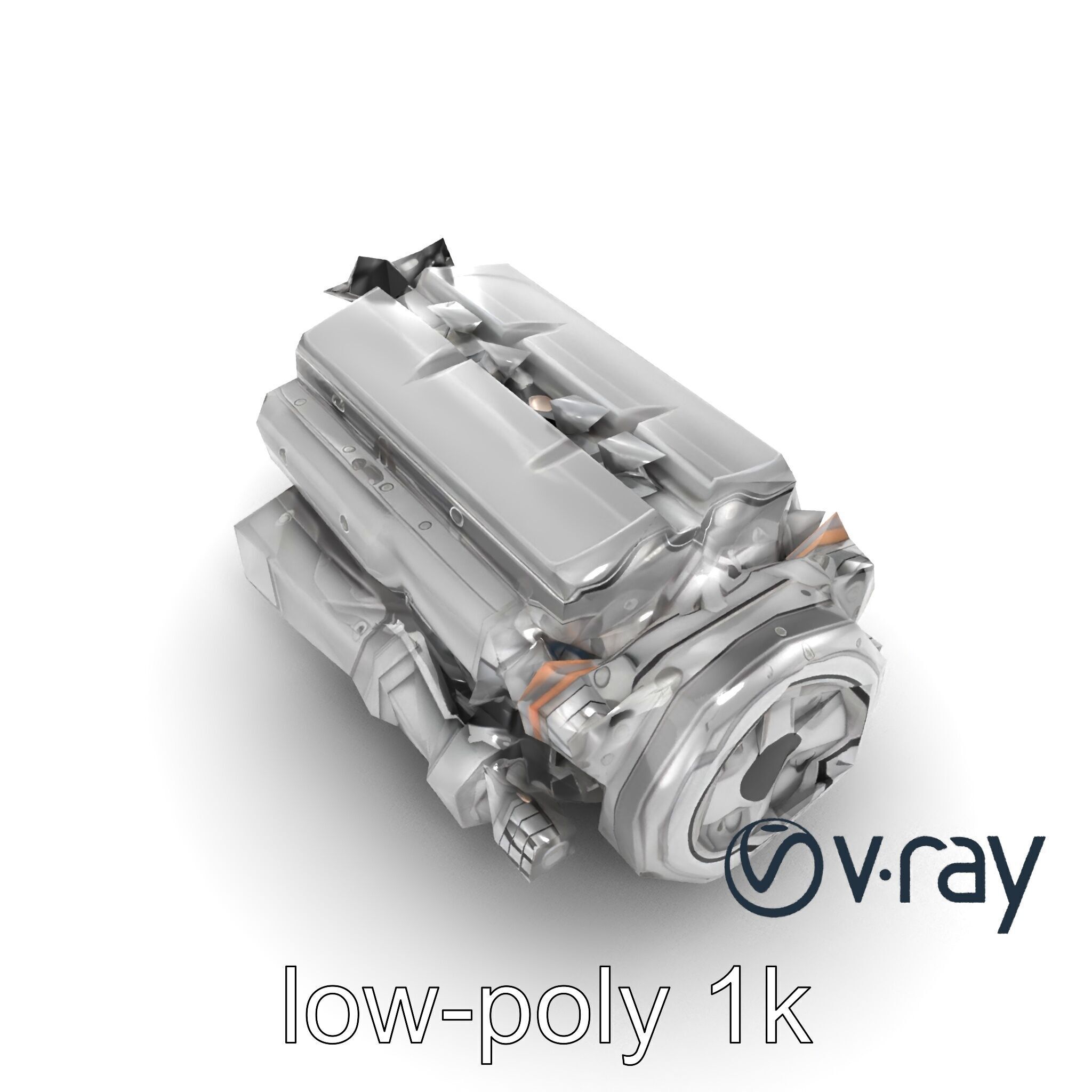 Boxer Flat-4 Engine model pack with detailed cross-braced  Low-poly 3D model_10