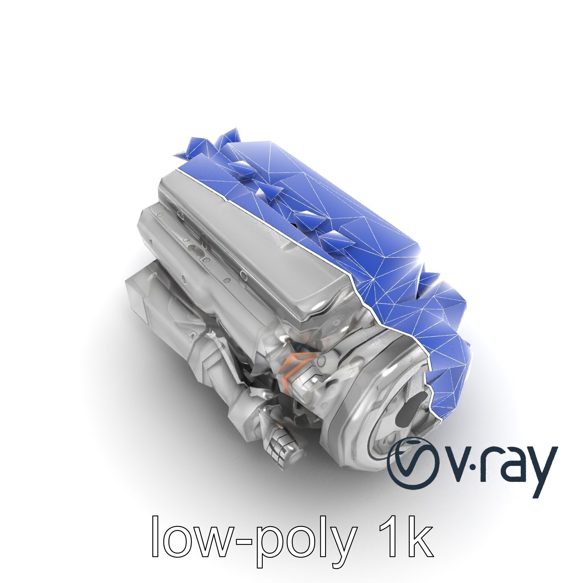 Boxer Flat-4 Engine model pack with detailed cross-braced  Low-poly 3D model_30