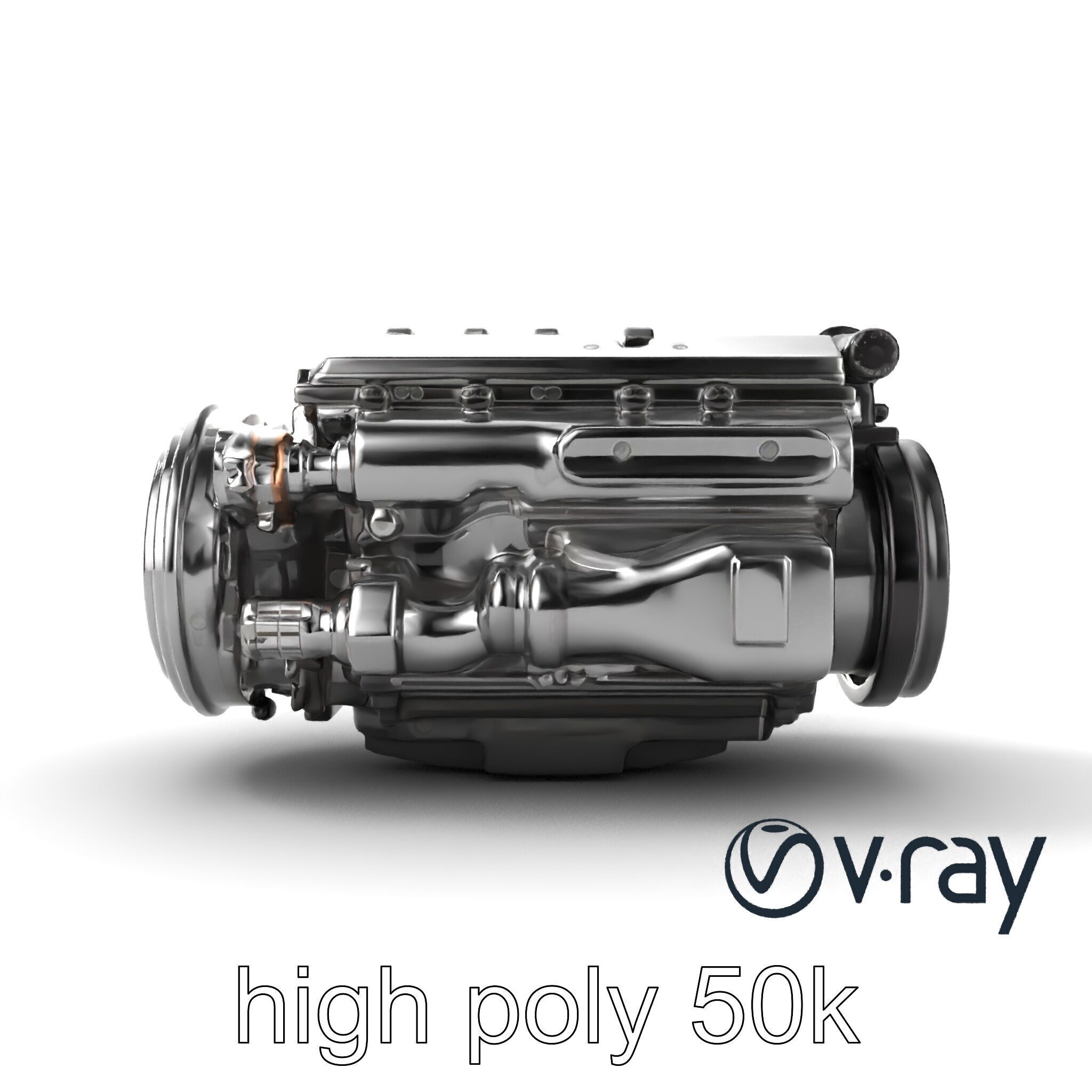 Boxer Flat-4 Engine model pack with detailed cross-braced  Low-poly 3D model_22