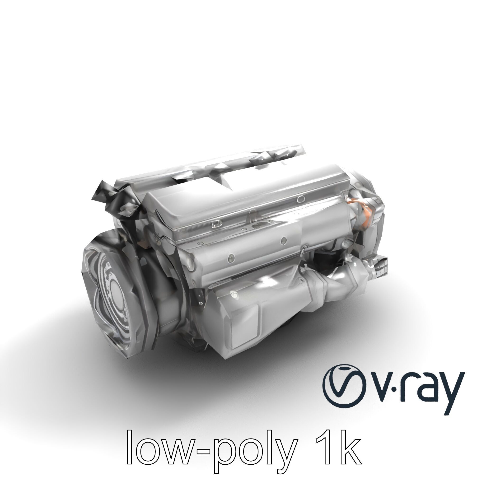 Boxer Flat-4 Engine model pack with detailed cross-braced  Low-poly 3D model_7