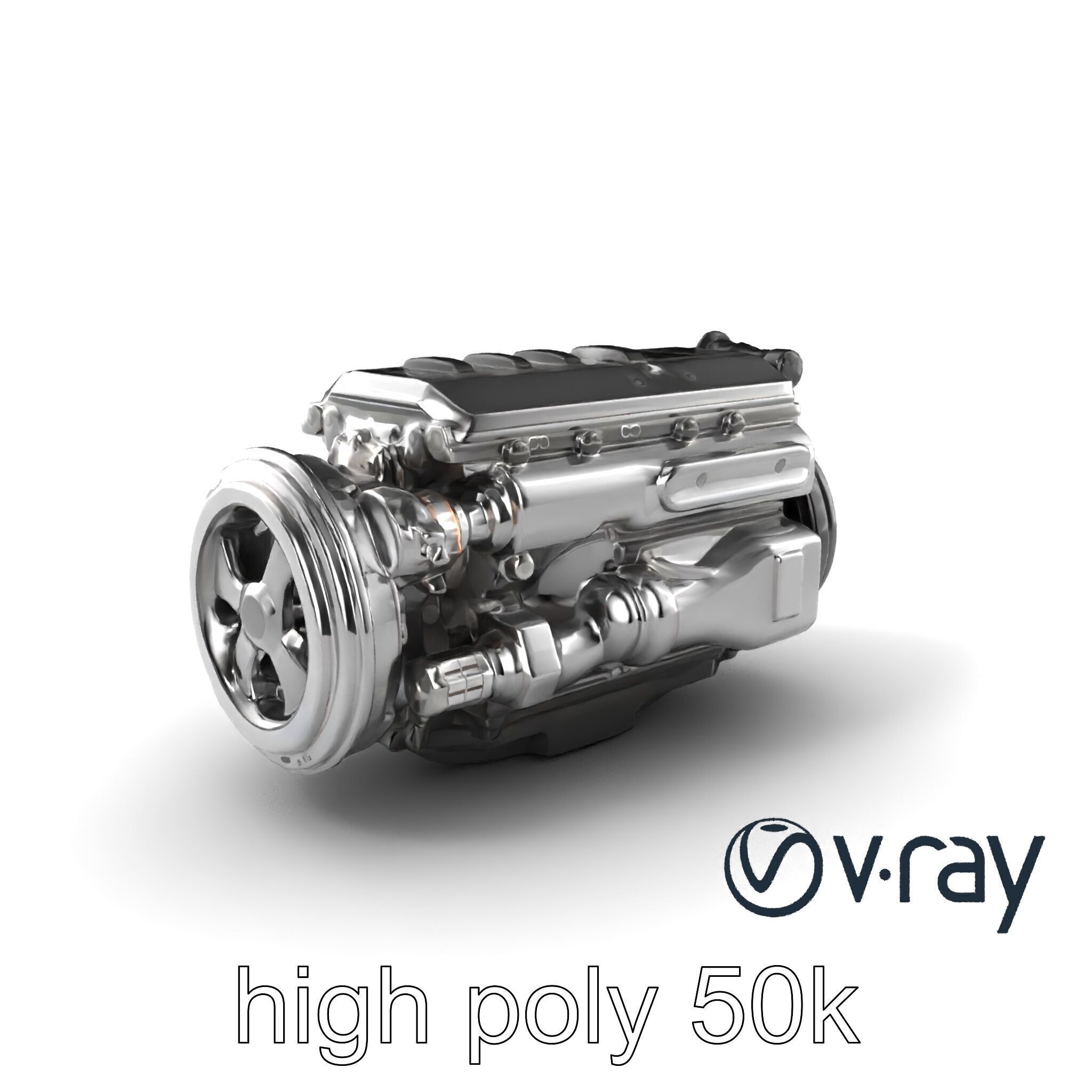 Boxer Flat-4 Engine model pack with detailed cross-braced  Low-poly 3D model_5