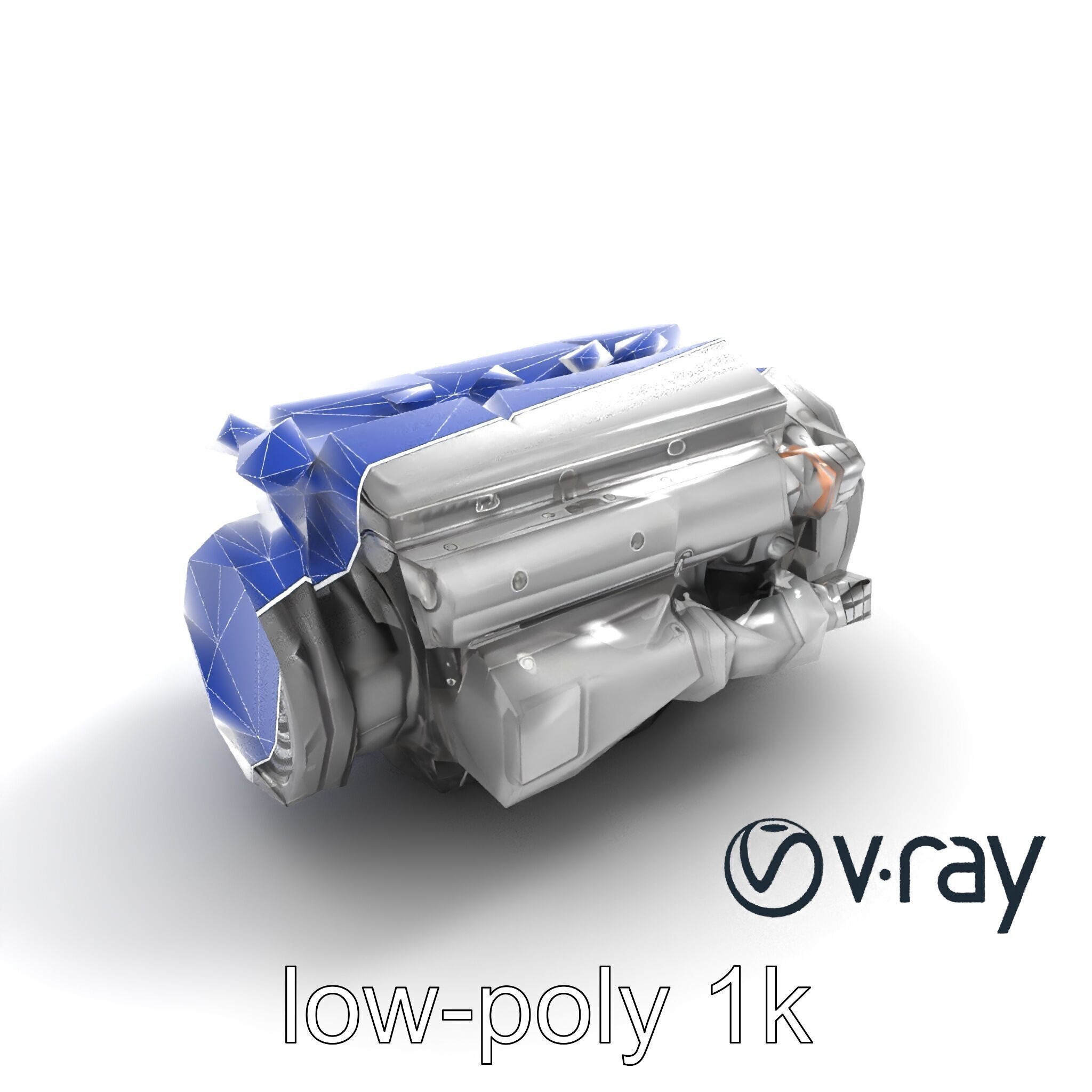 Boxer Flat-4 Engine model pack with detailed cross-braced  Low-poly 3D model_14