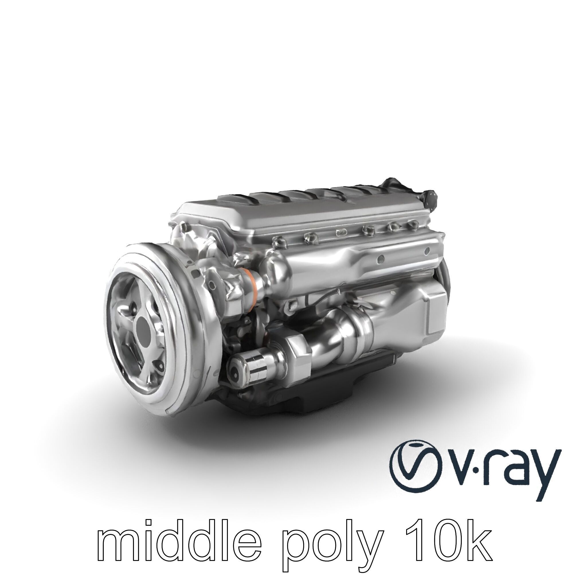 Boxer Flat-4 Engine model pack with detailed cross-braced  Low-poly 3D model_3