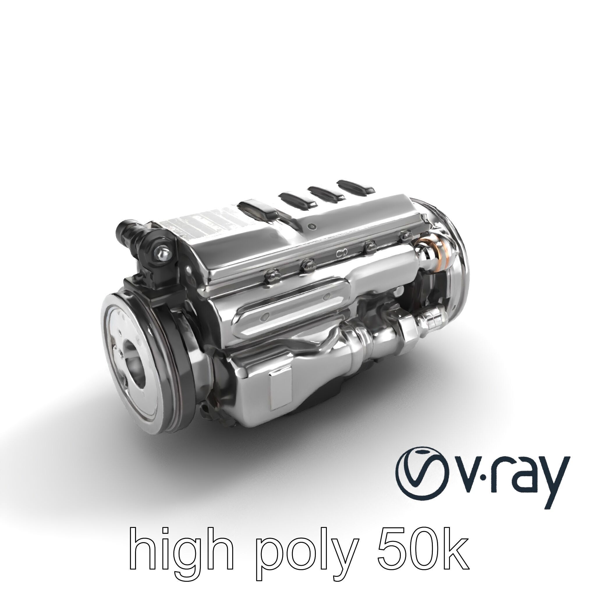 Boxer Flat-4 Engine model pack with detailed cross-braced  Low-poly 3D model_8