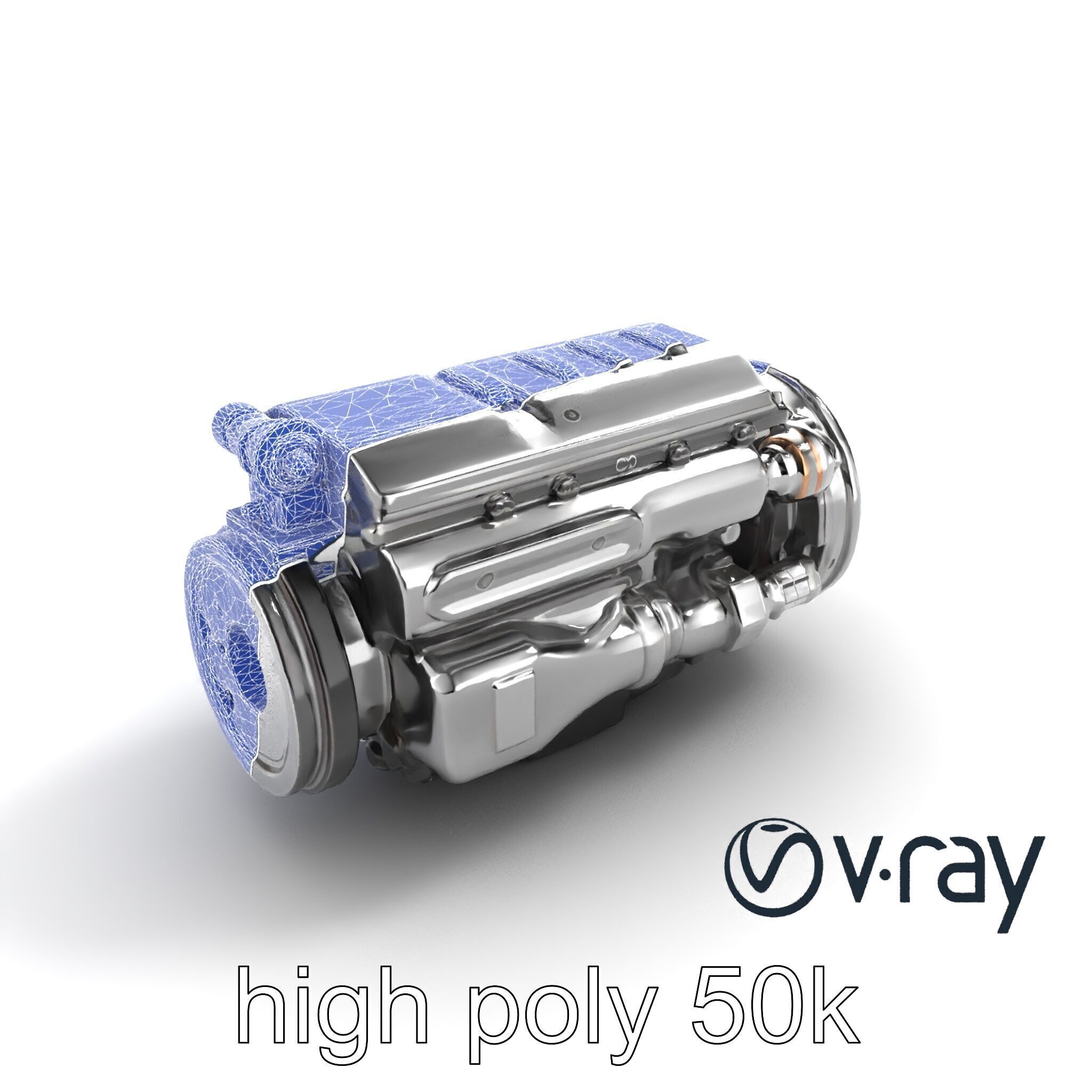 Boxer Flat-4 Engine model pack with detailed cross-braced  Low-poly 3D model_15