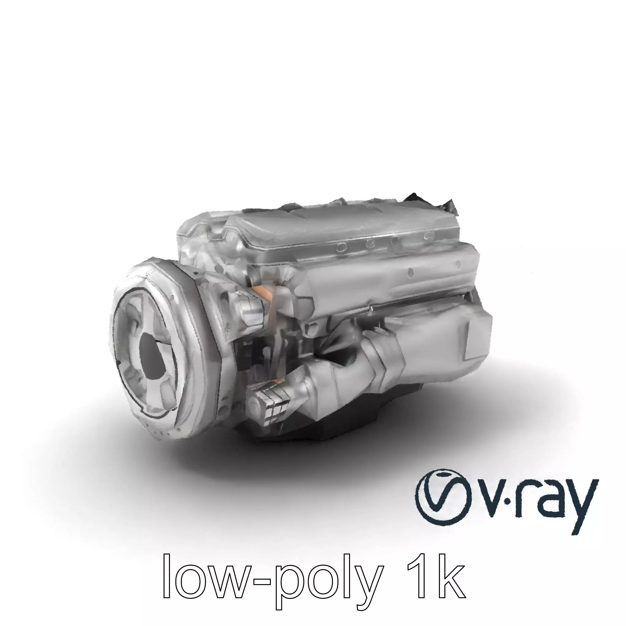 Boxer Flat-4 Engine model pack with detailed cross-braced  Low-poly 3D model_0