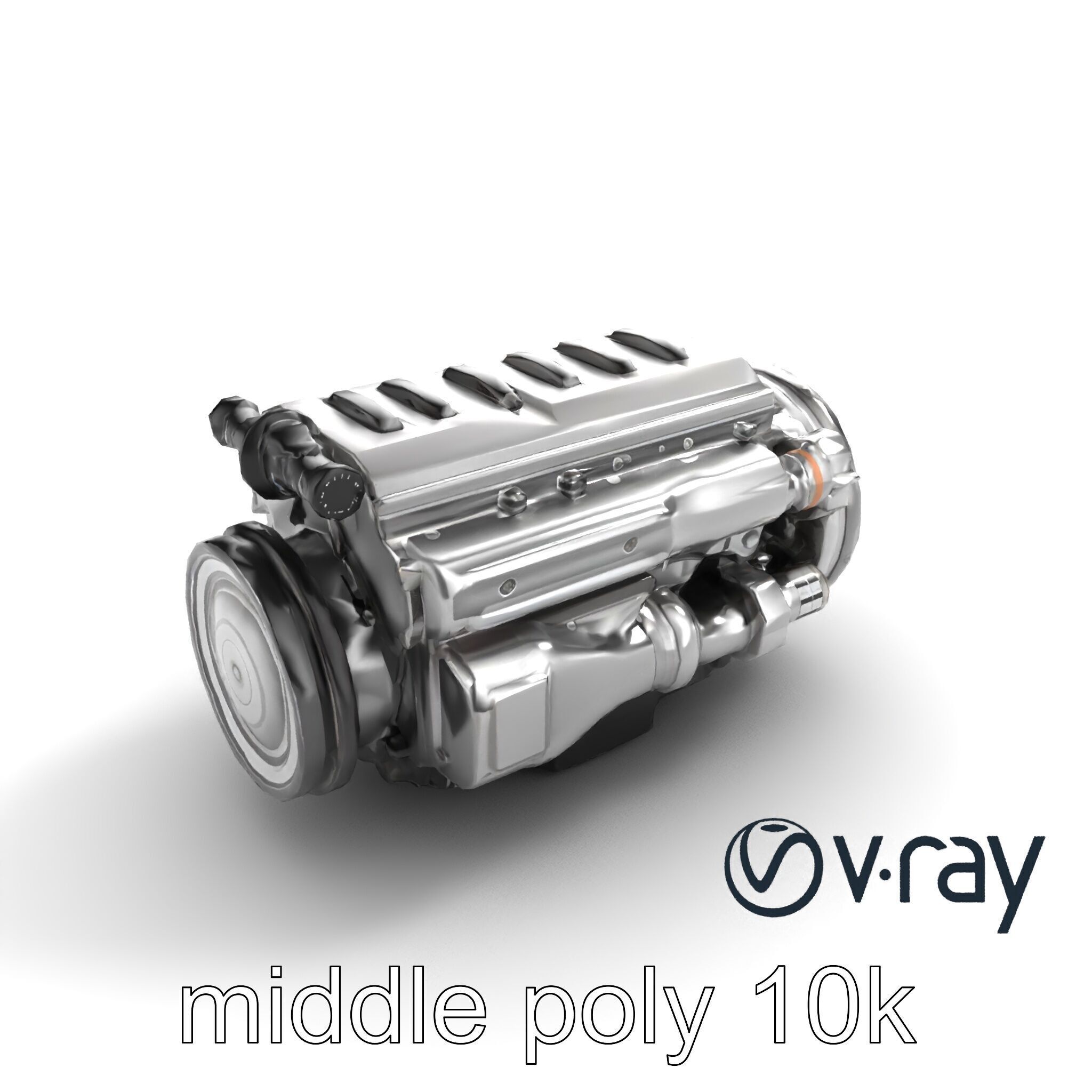 Boxer Flat-4 Engine model pack with detailed cross-braced  Low-poly 3D model_9