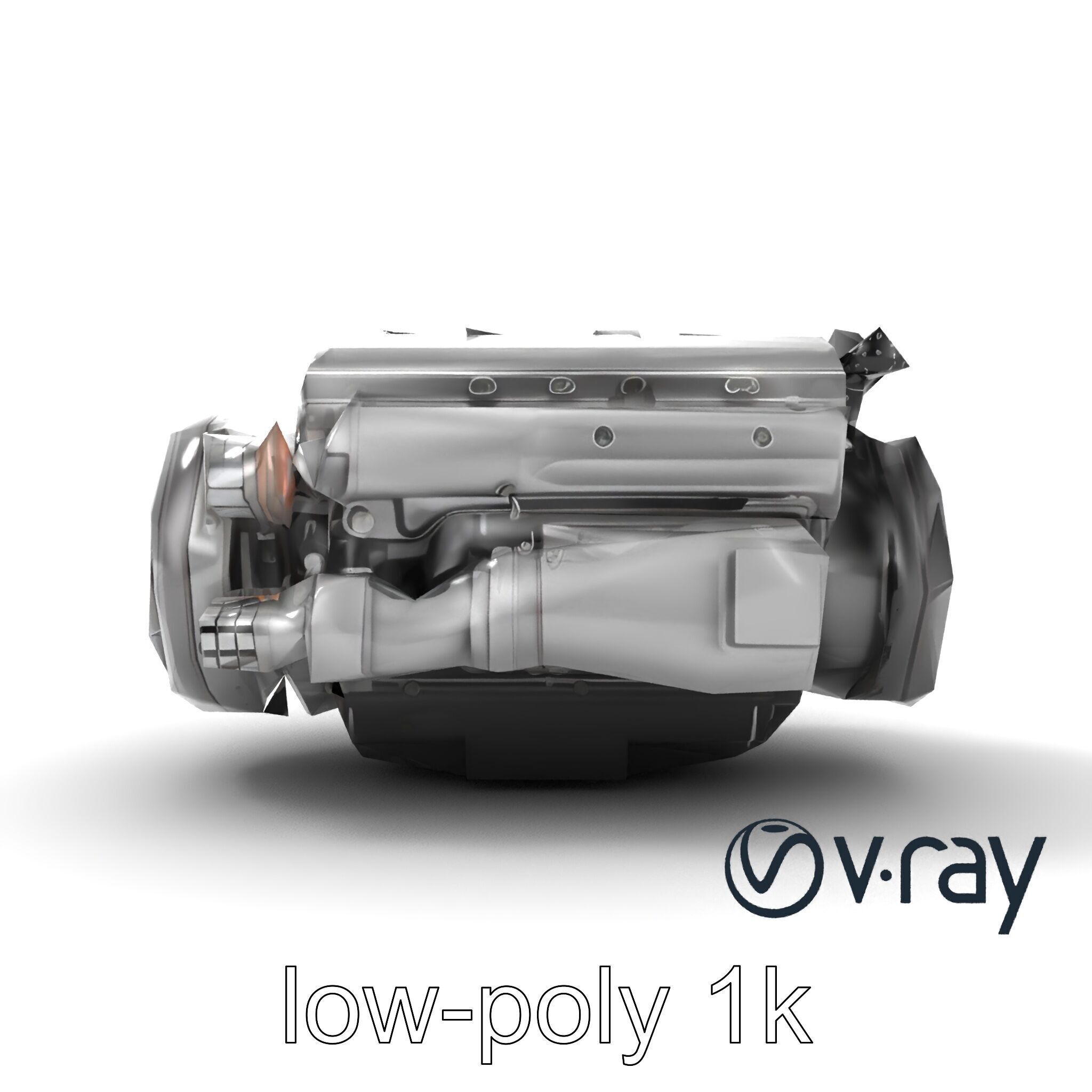 Boxer Flat-4 Engine model pack with detailed cross-braced  Low-poly 3D model_11