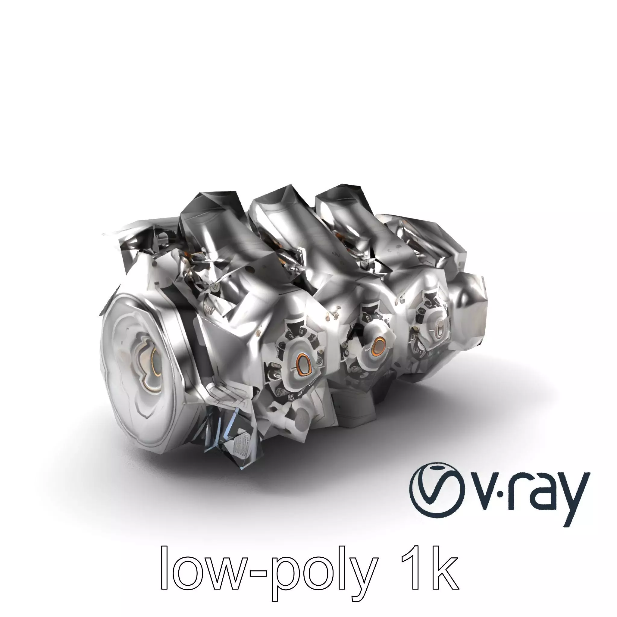 V12 Engine Billet Aluminum Components model pack Low-poly 3D model_0
