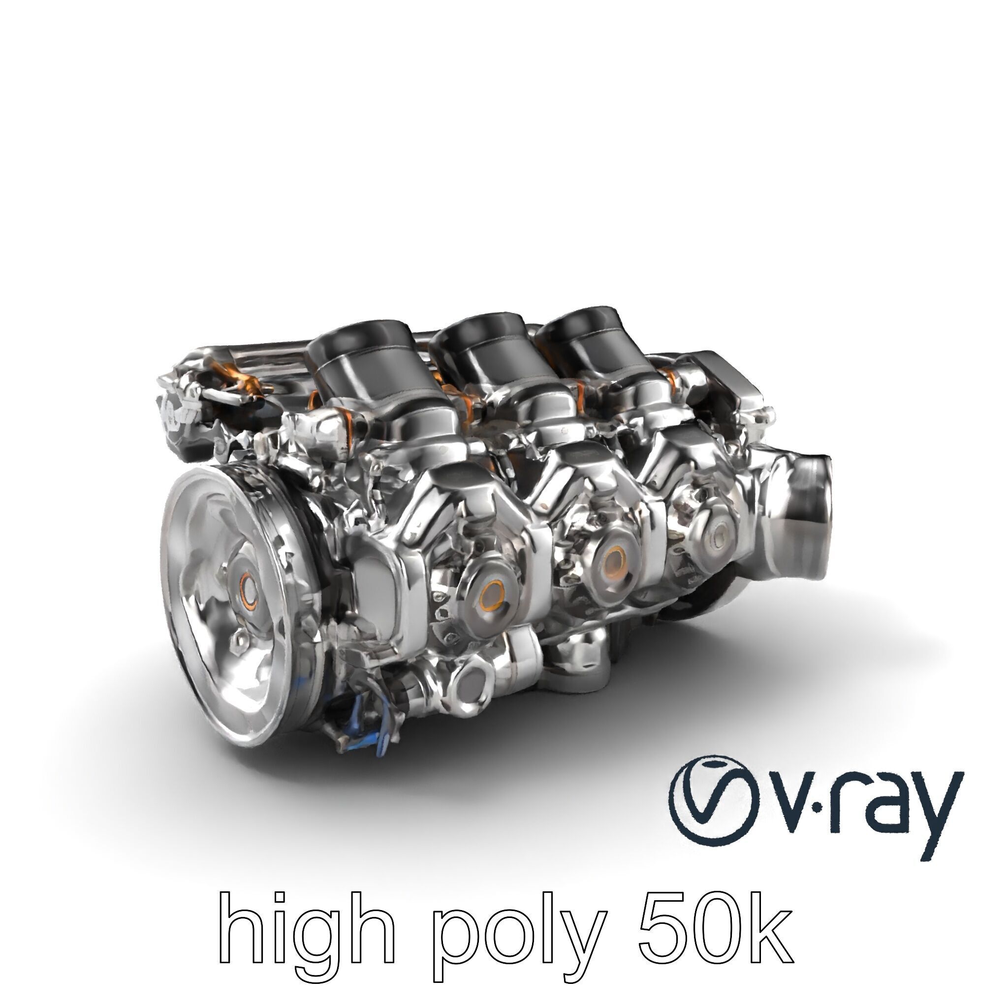 V12 Engine Billet Aluminum Components model pack Low-poly 3D model_5