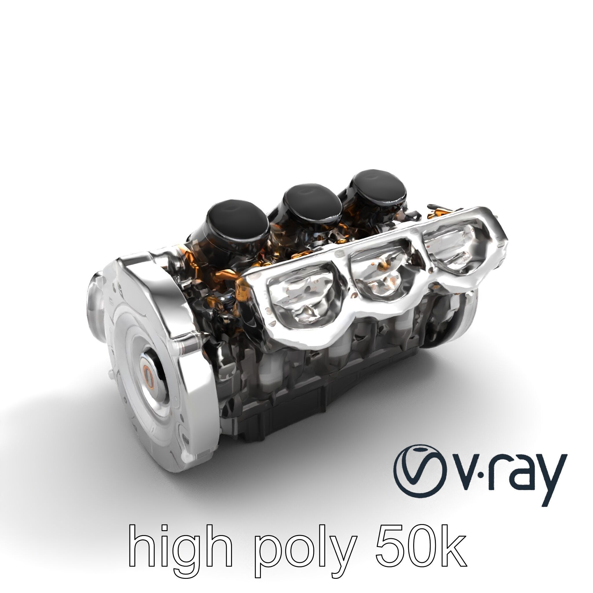 V12 Engine Billet Aluminum Components model pack Low-poly 3D model_8