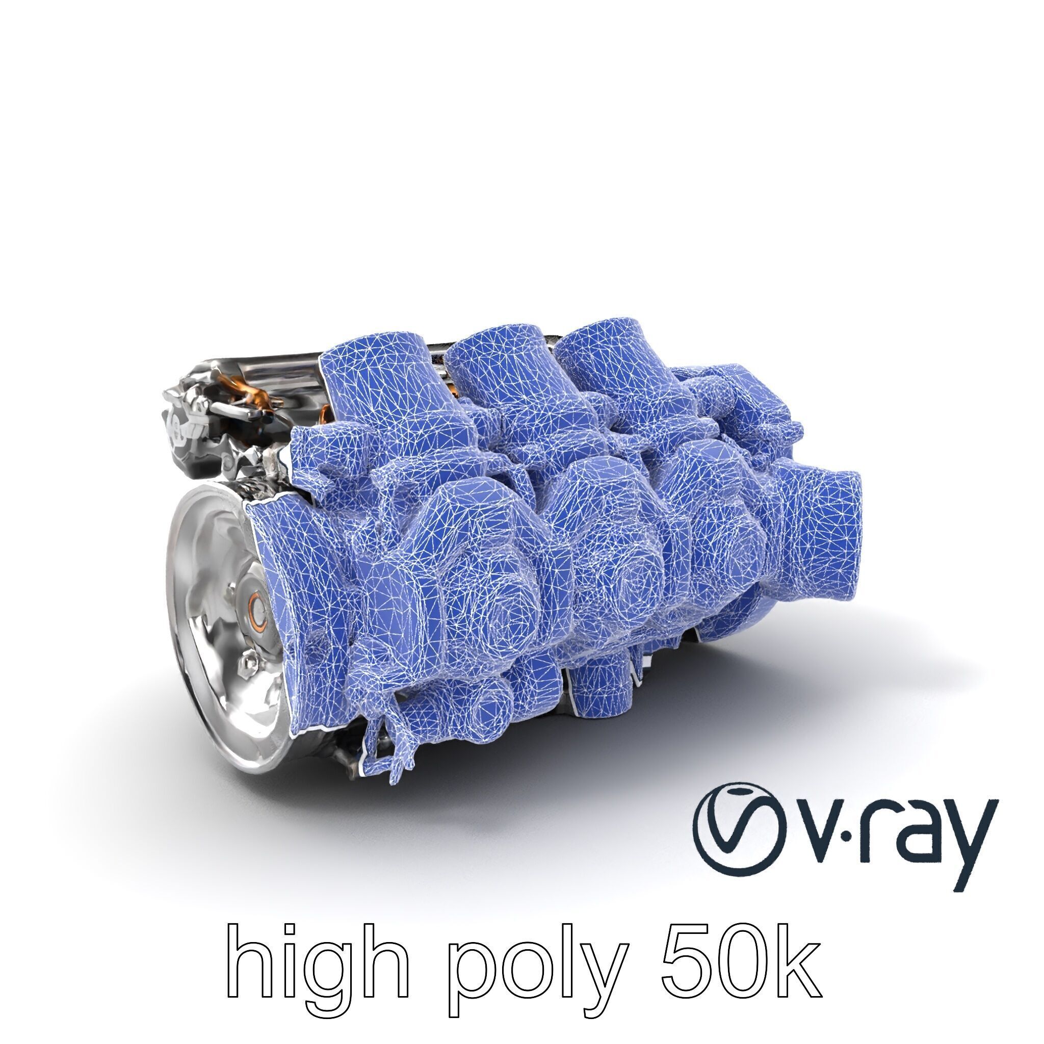 V12 Engine Billet Aluminum Components model pack Low-poly 3D model_31