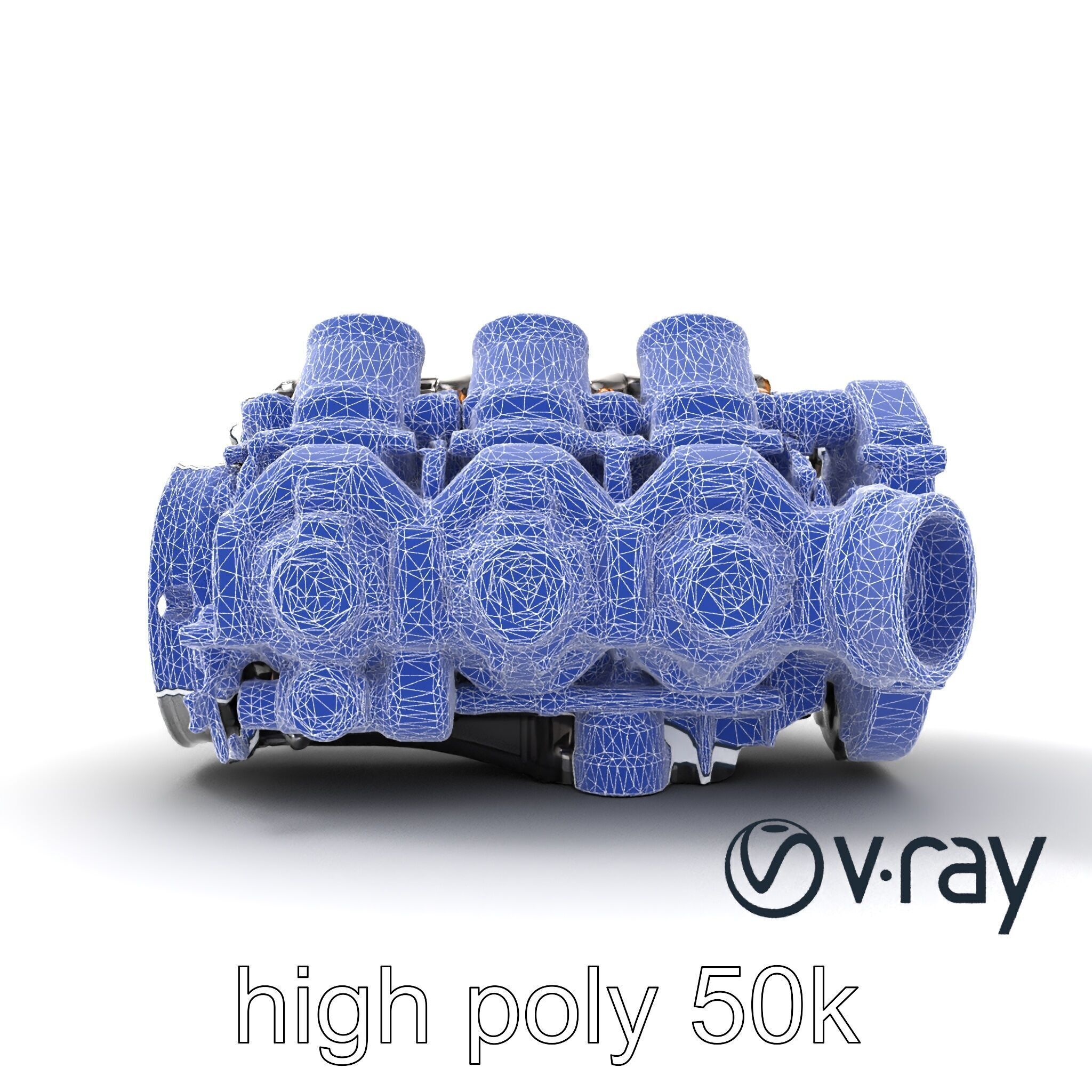 V12 Engine Billet Aluminum Components model pack Low-poly 3D model_32