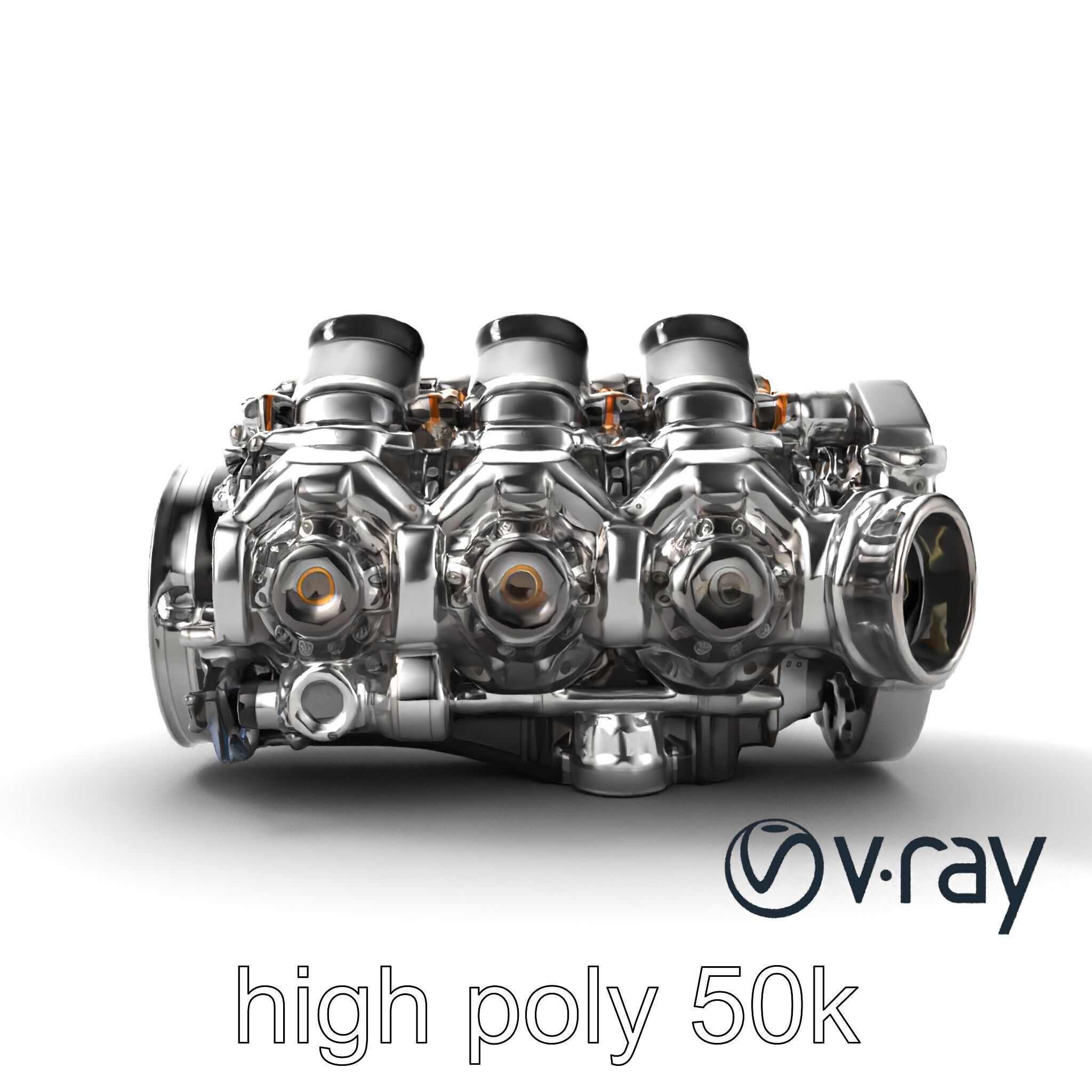 V12 Engine Billet Aluminum Components model pack Low-poly 3D model_27