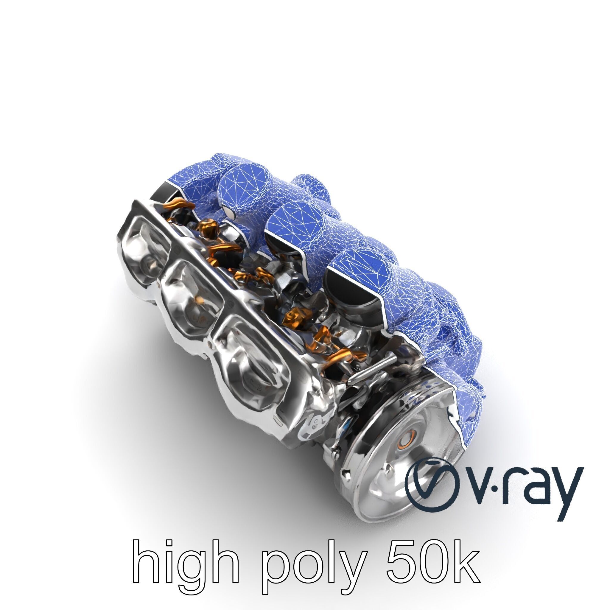 V12 Engine Billet Aluminum Components model pack Low-poly 3D model_21