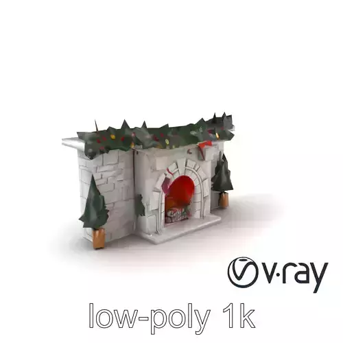 Festive Fireplace Mantel Holiday Ambiance model pack Low-poly 3D model