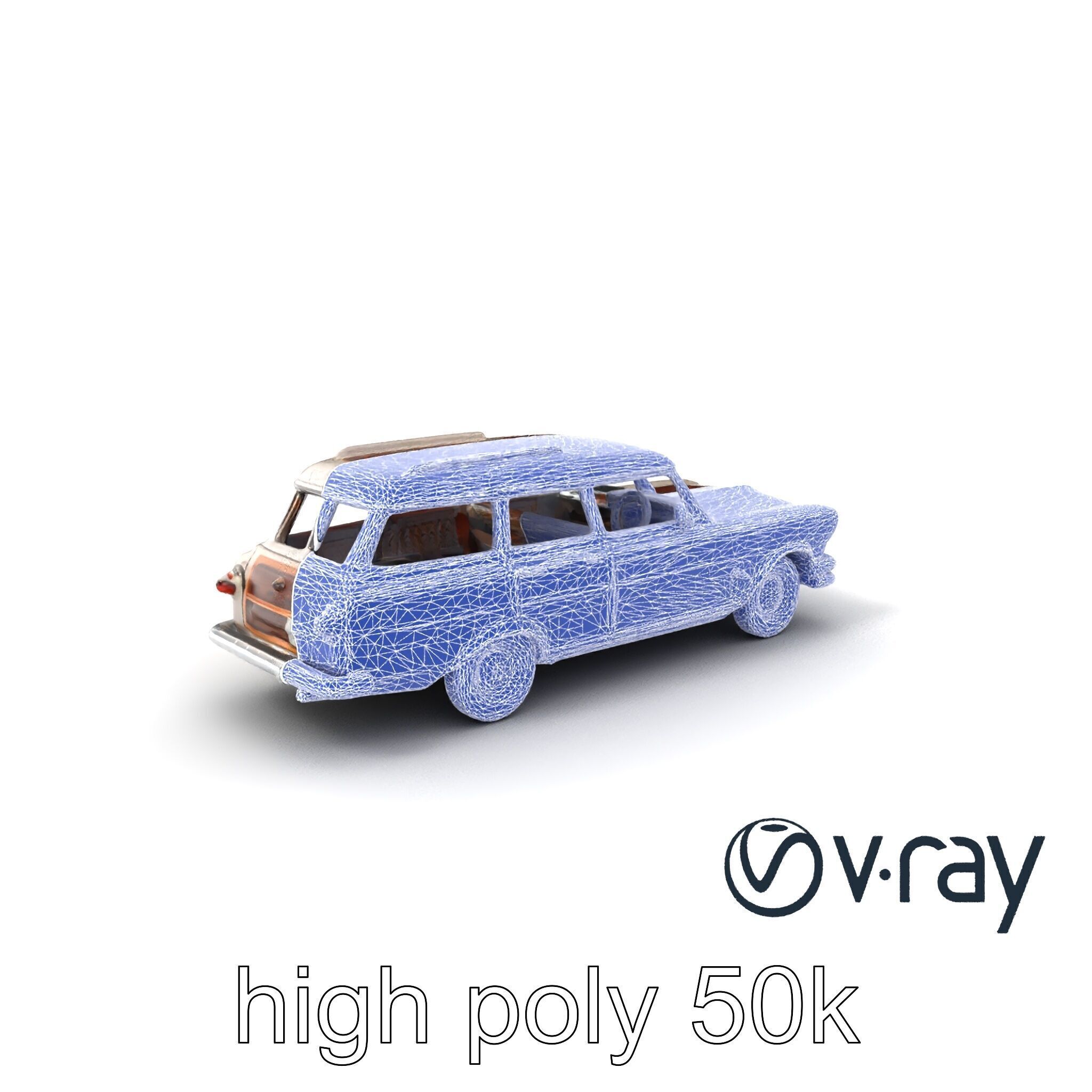 Classic Station Wagon with Woodgrain Detail model pack Low-poly 3D model_58