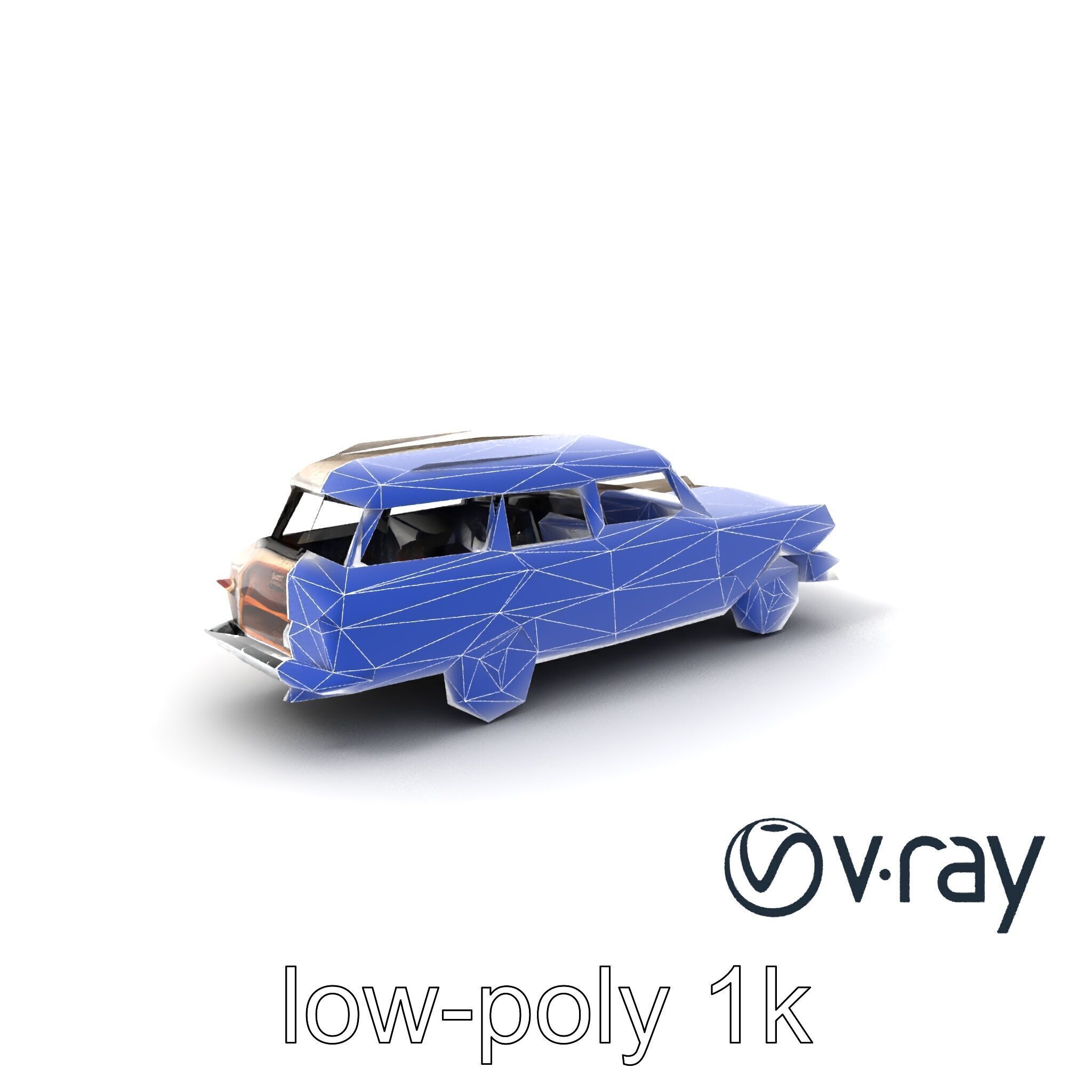 Classic Station Wagon with Woodgrain Detail model pack Low-poly 3D model_40