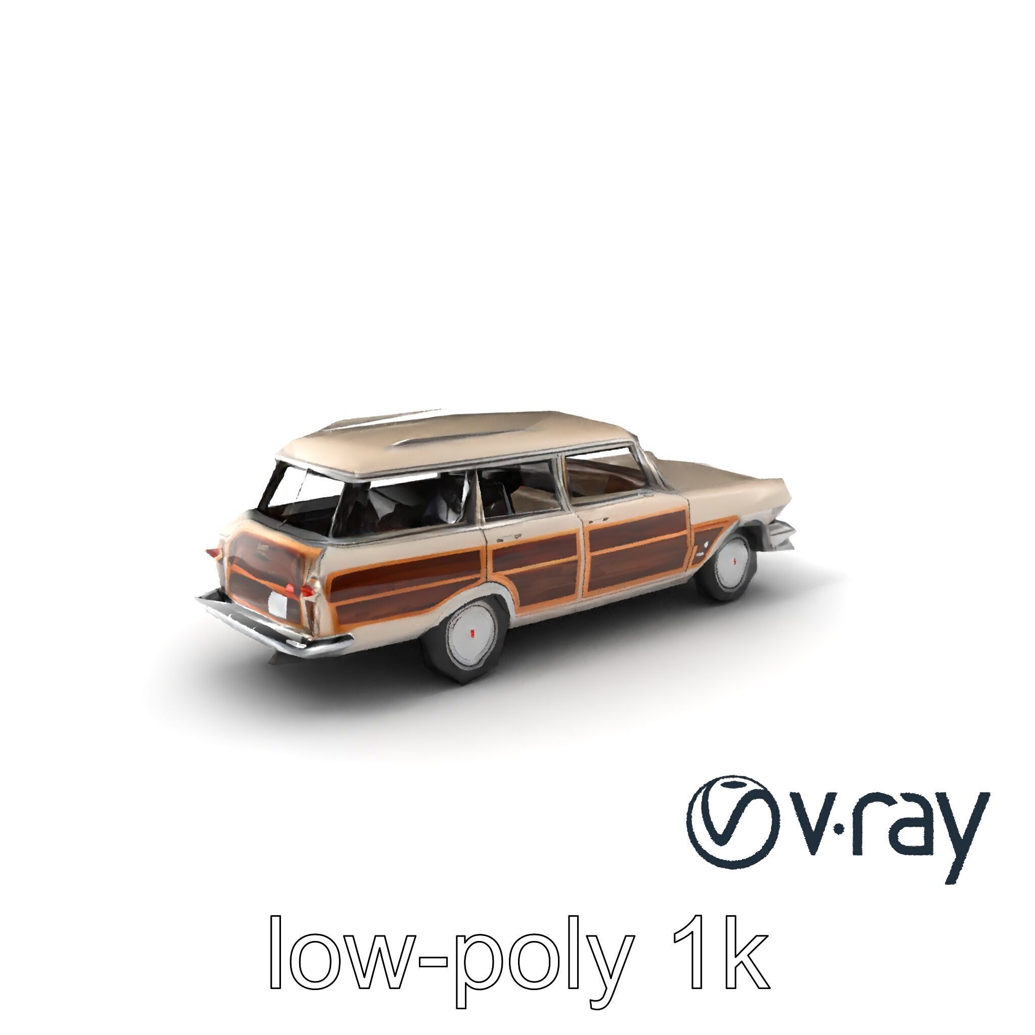 Classic Station Wagon with Woodgrain Detail model pack Low-poly 3D model_37