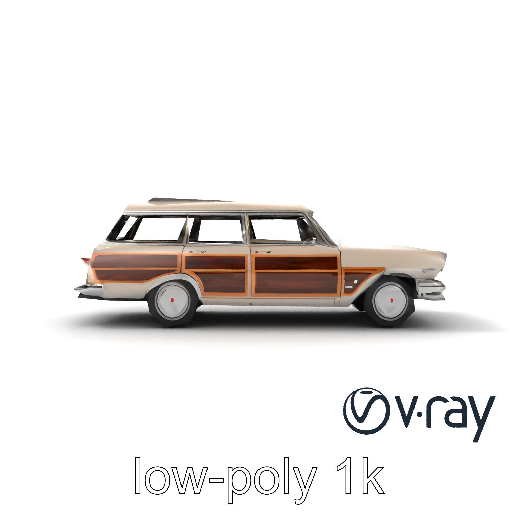 Classic Station Wagon with Woodgrain Detail model pack Low-poly 3D model_52