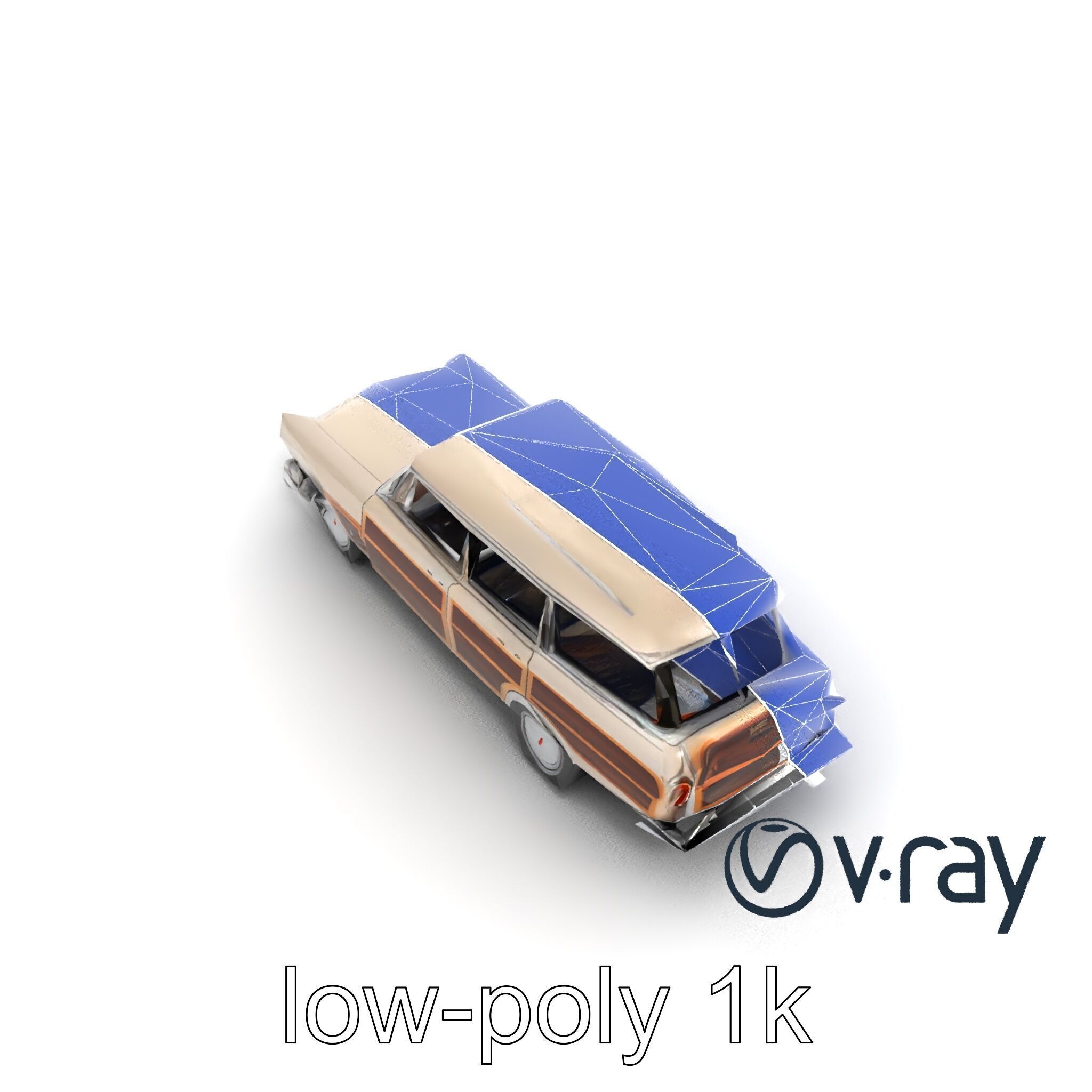 Classic Station Wagon with Woodgrain Detail model pack Low-poly 3D model_53
