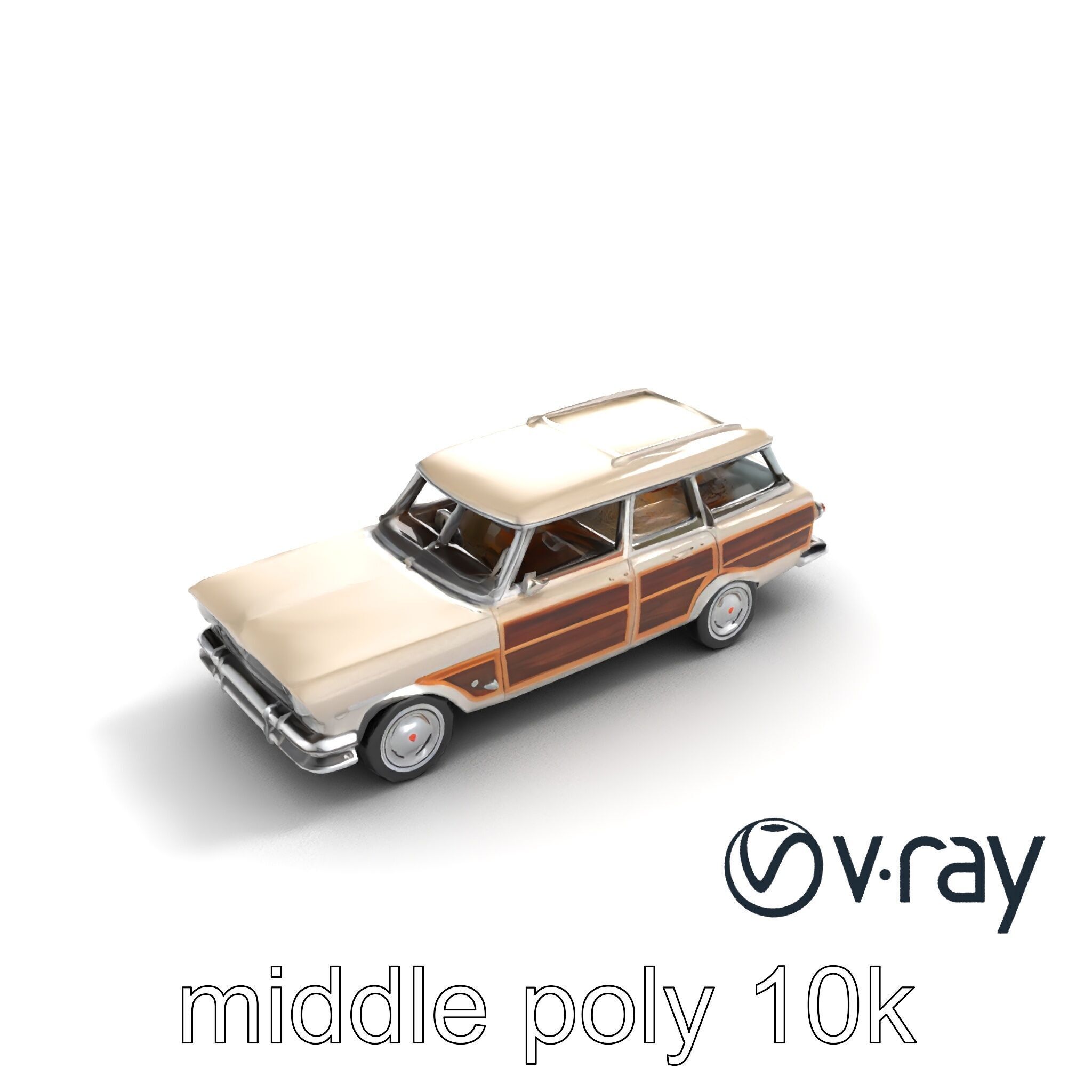 Classic Station Wagon with Woodgrain Detail model pack Low-poly 3D model_39