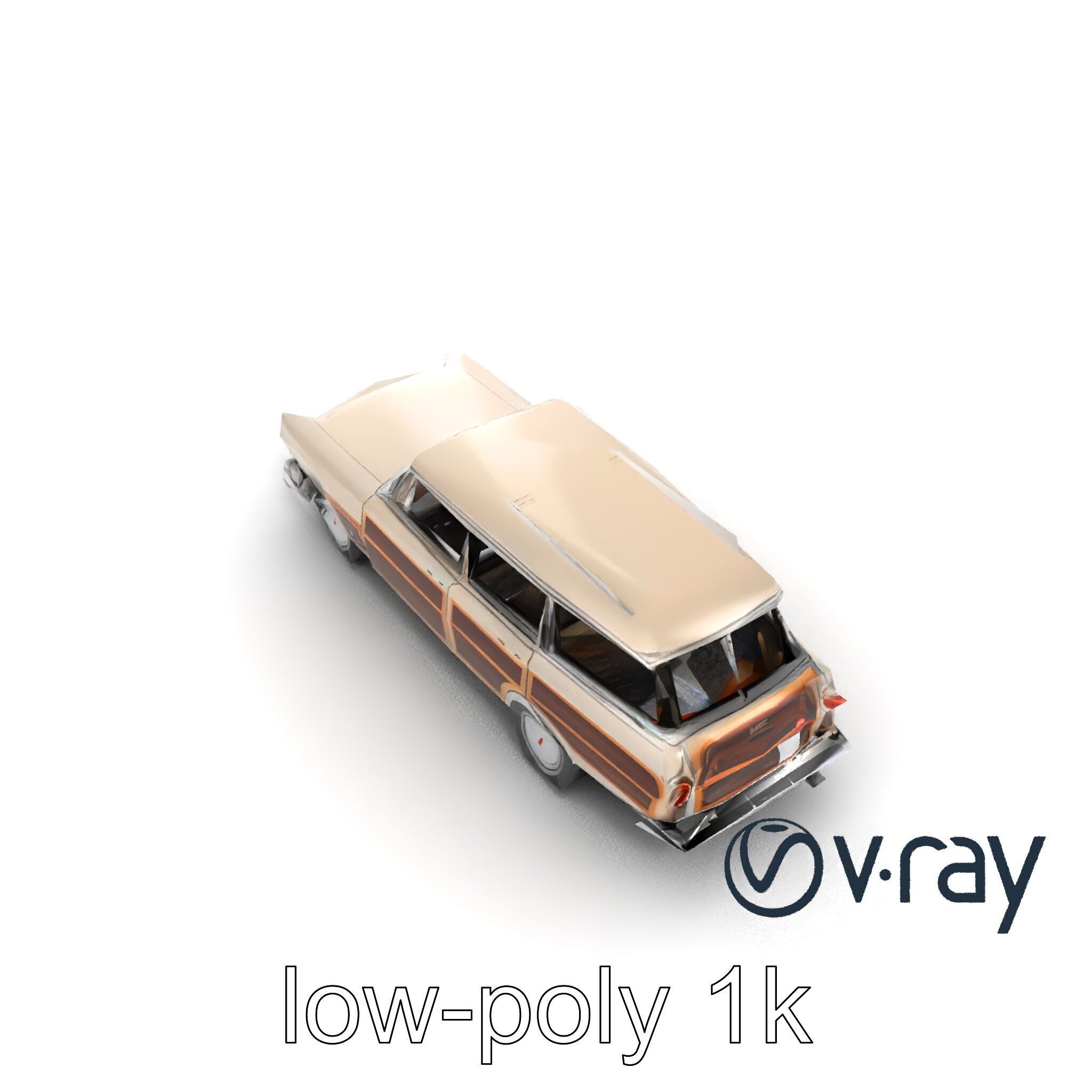 Classic Station Wagon with Woodgrain Detail model pack Low-poly 3D model_55
