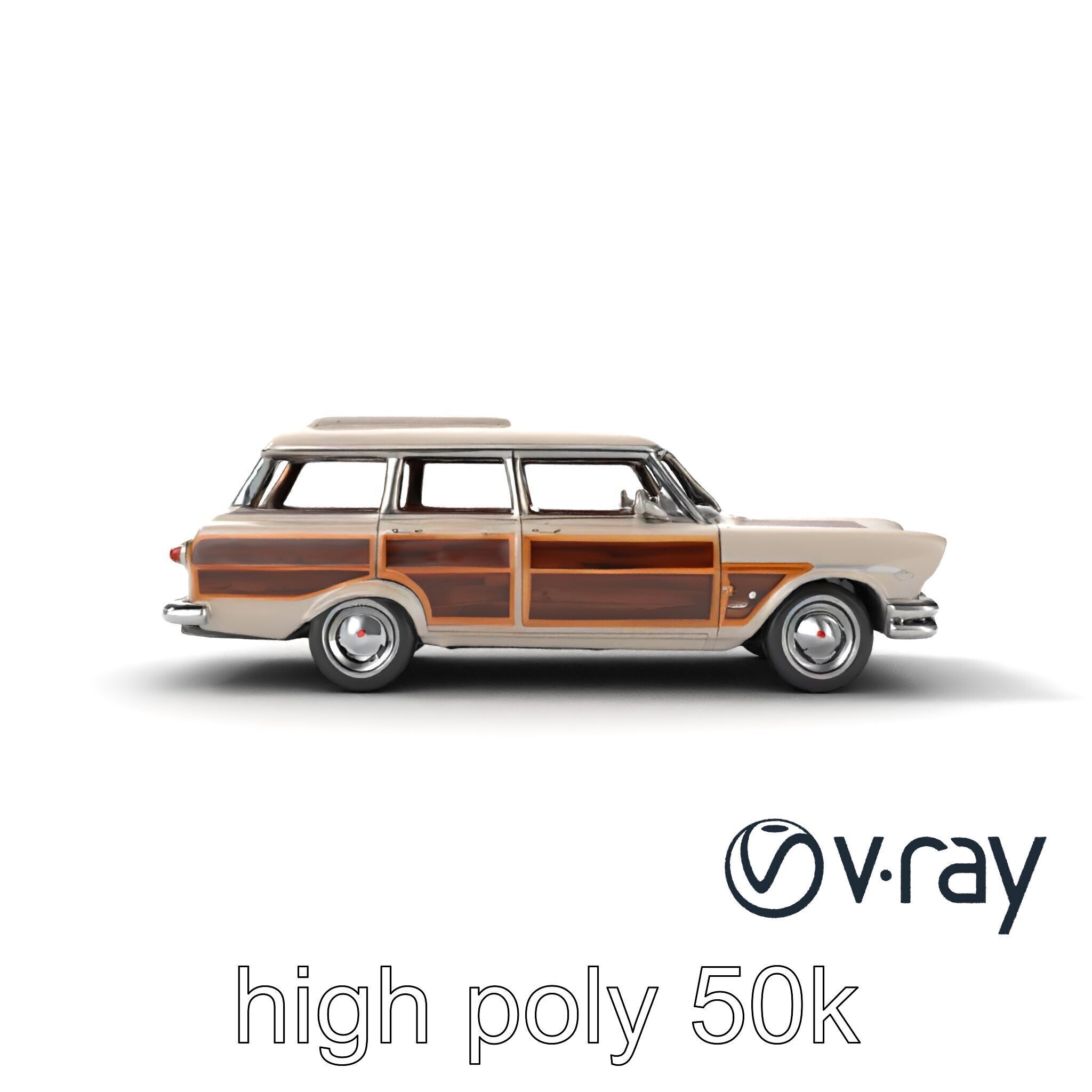 Classic Station Wagon with Woodgrain Detail model pack Low-poly 3D model_56