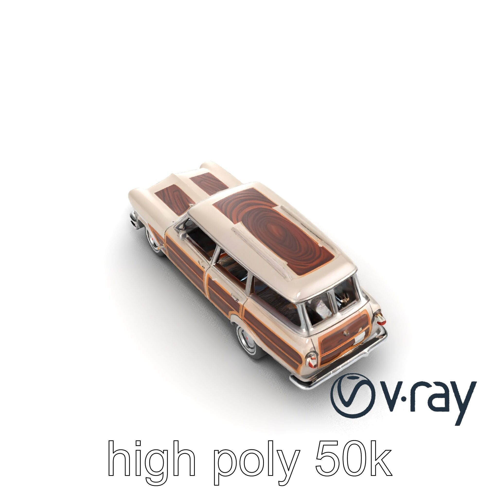 Classic Station Wagon with Woodgrain Detail model pack Low-poly 3D model_44