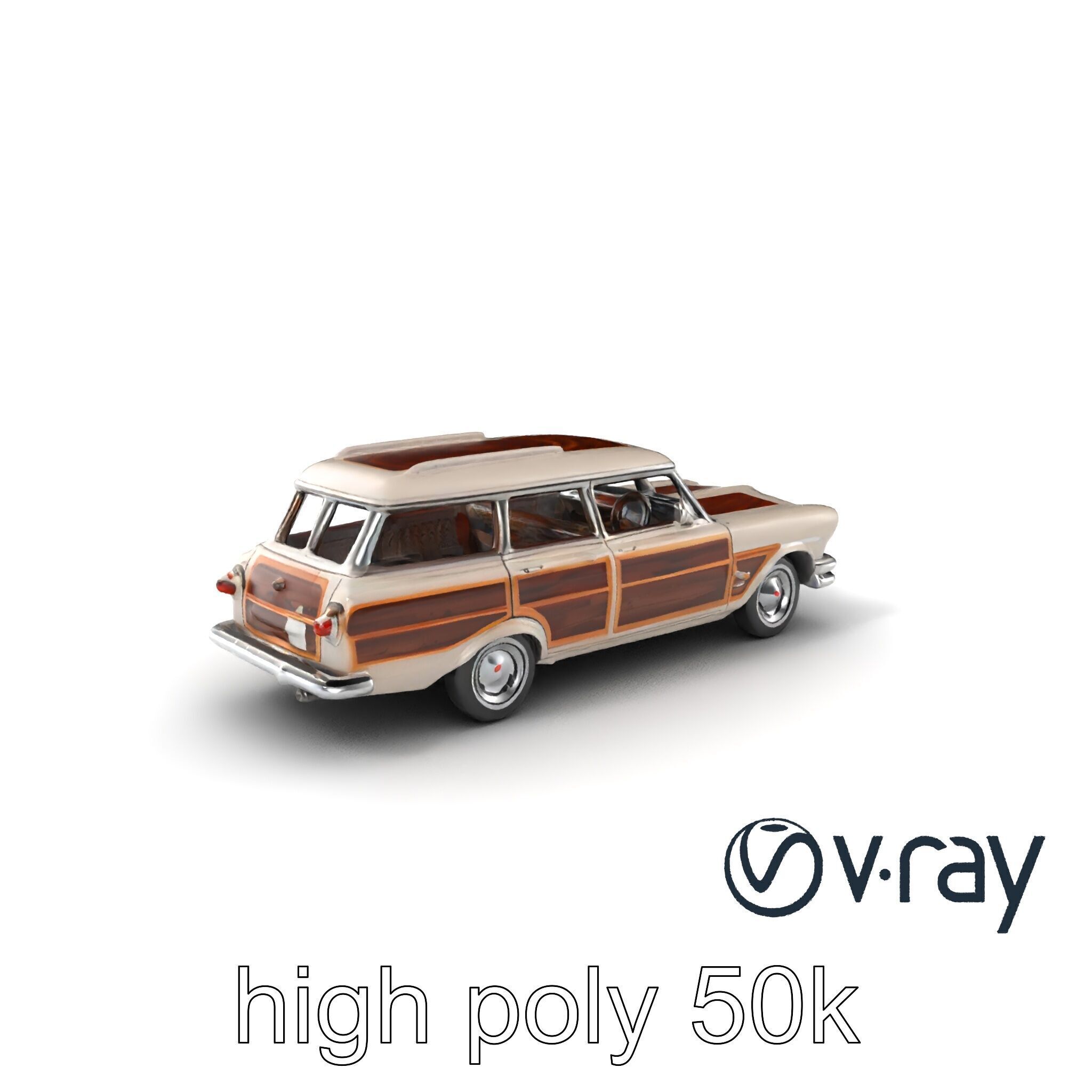 Classic Station Wagon with Woodgrain Detail model pack Low-poly 3D model_38