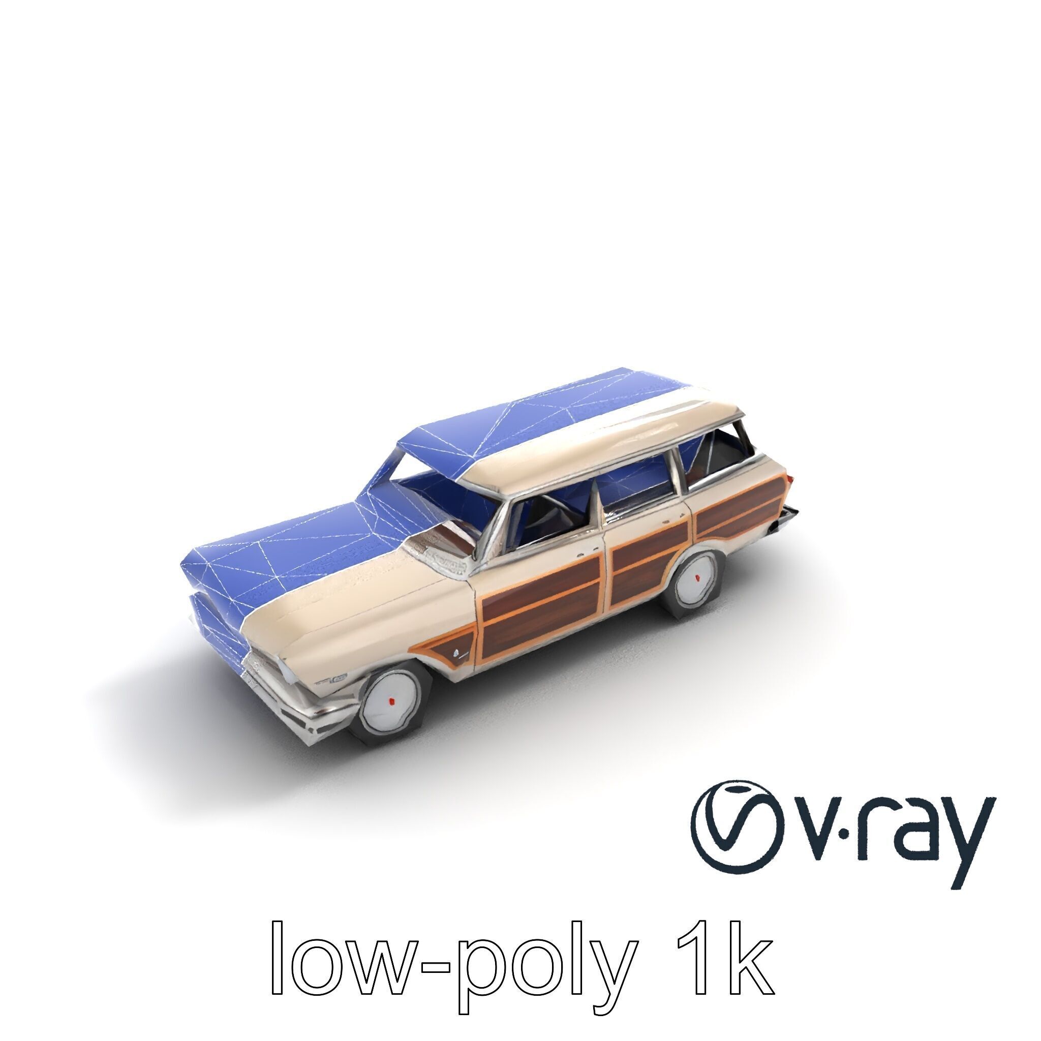 Classic Station Wagon with Woodgrain Detail model pack Low-poly 3D model_61
