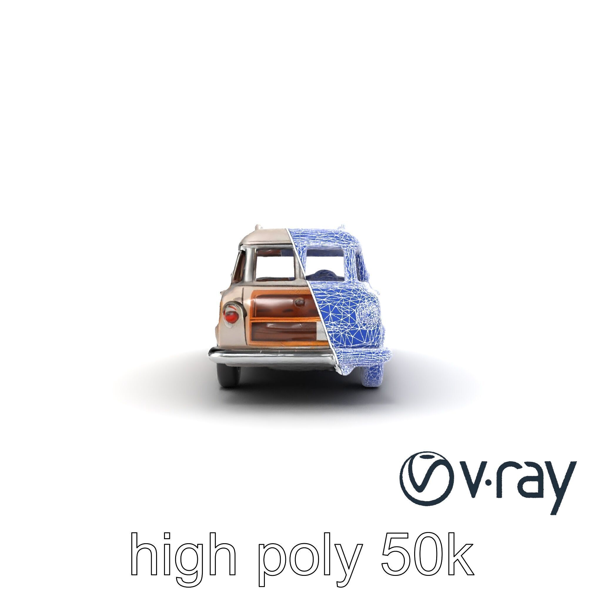 Classic Station Wagon with Woodgrain Detail model pack Low-poly 3D model_48