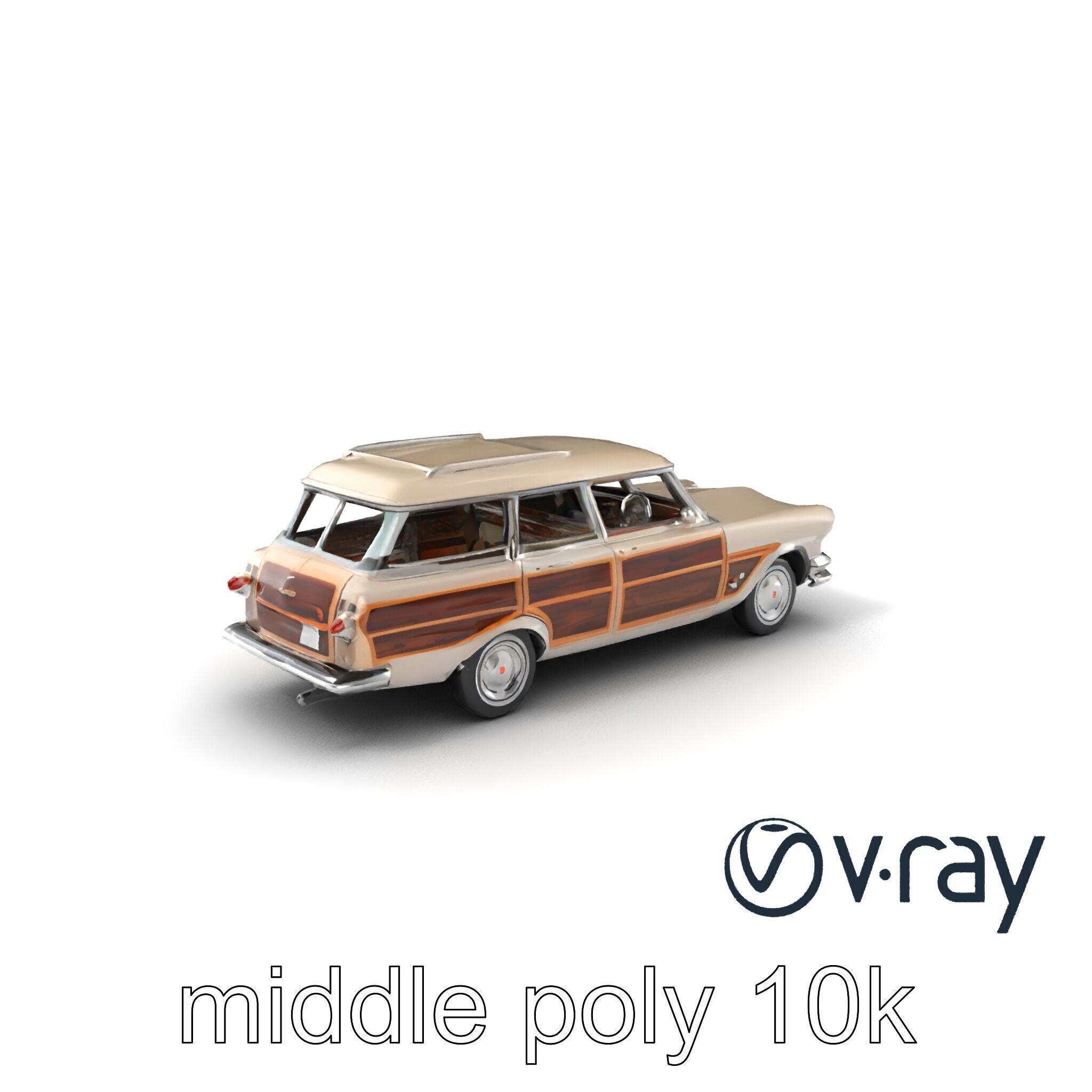 Classic Station Wagon with Woodgrain Detail model pack Low-poly 3D model_36