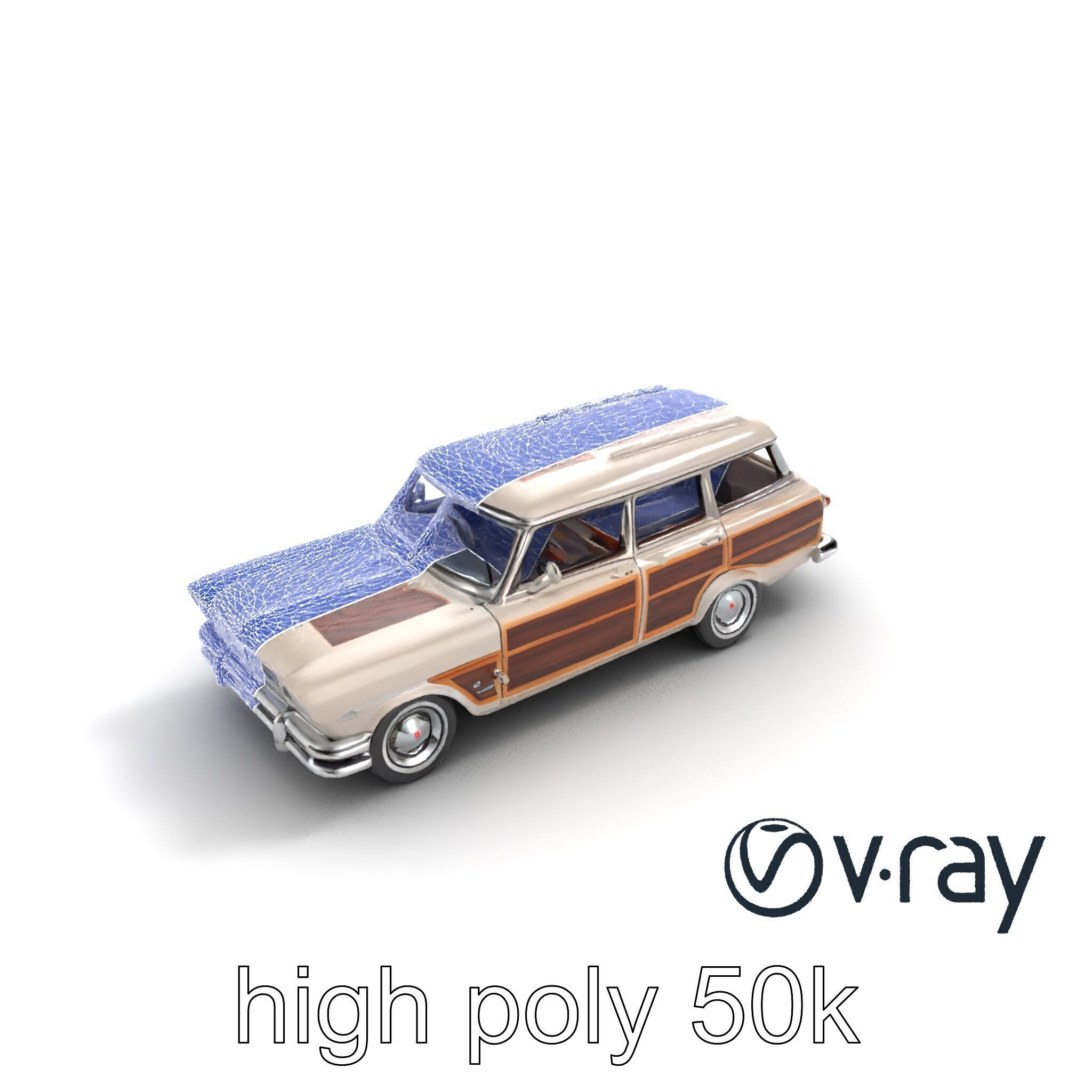 Classic Station Wagon with Woodgrain Detail model pack Low-poly 3D model_47