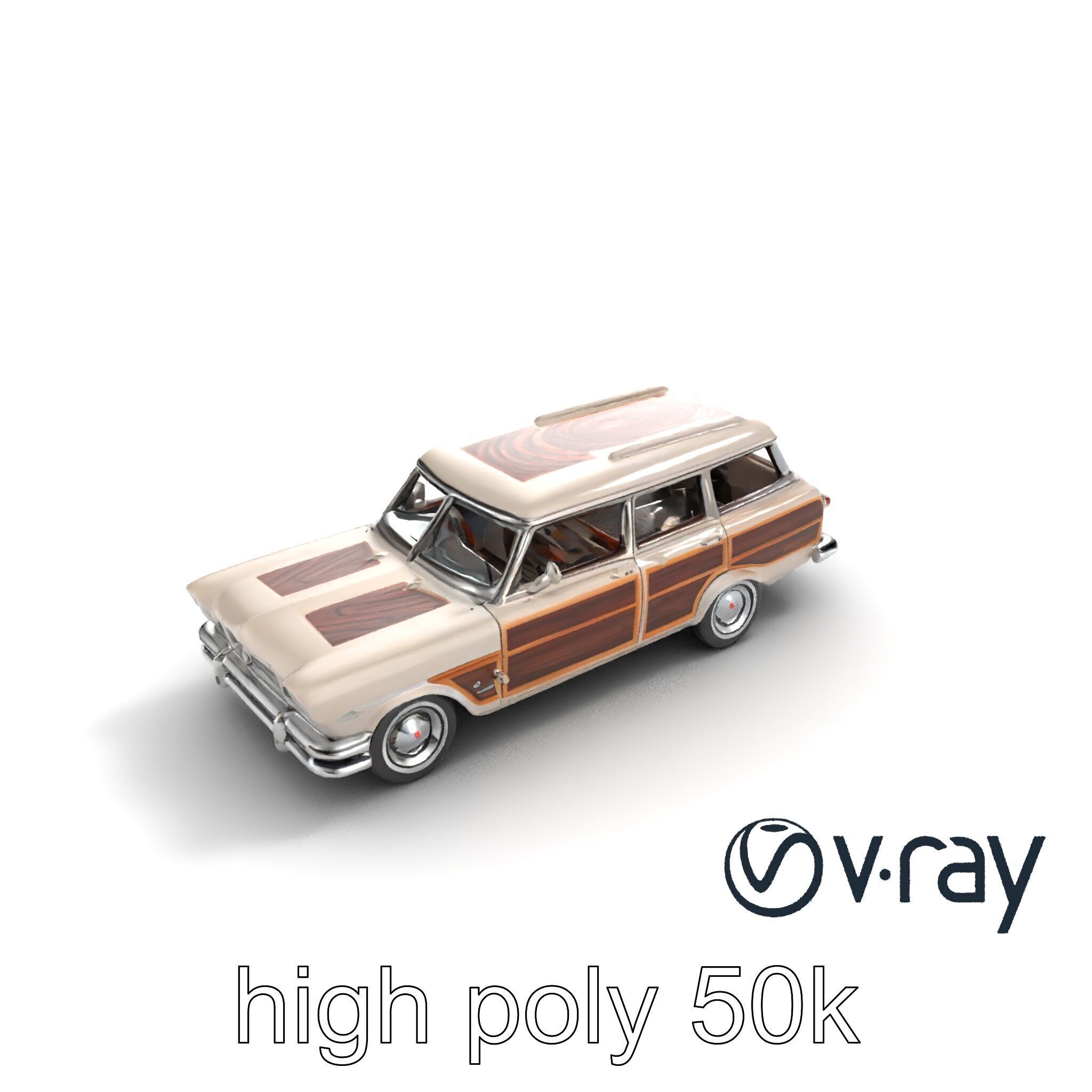 Classic Station Wagon with Woodgrain Detail model pack Low-poly 3D model_41