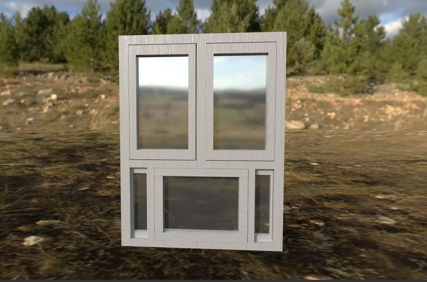 Building window Low-poly 3D model_0