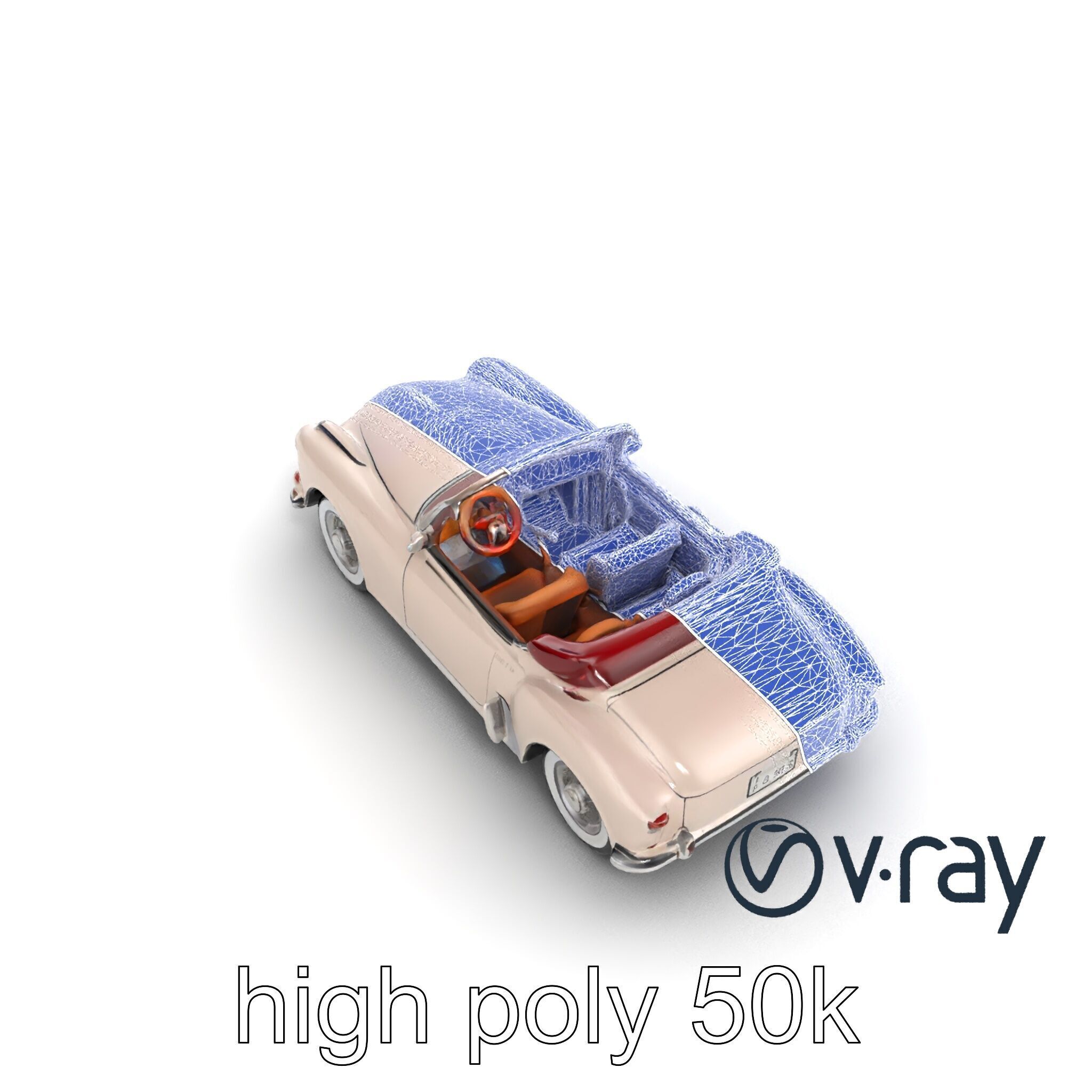 Elegant Vintage Cabriolet 3D model pack with Chrome Accents Low-poly 3D model_31