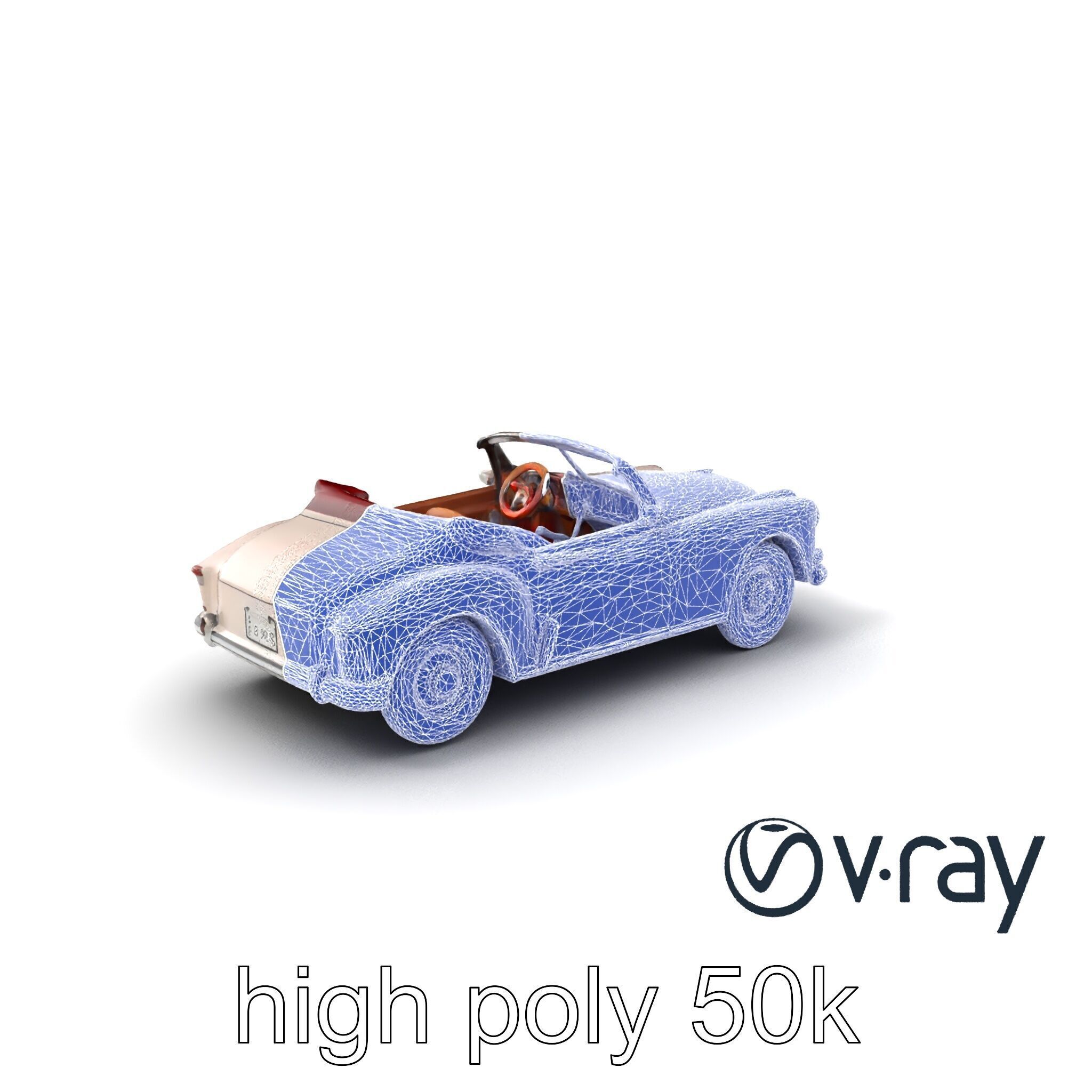 Elegant Vintage Cabriolet 3D model pack with Chrome Accents Low-poly 3D model_32
